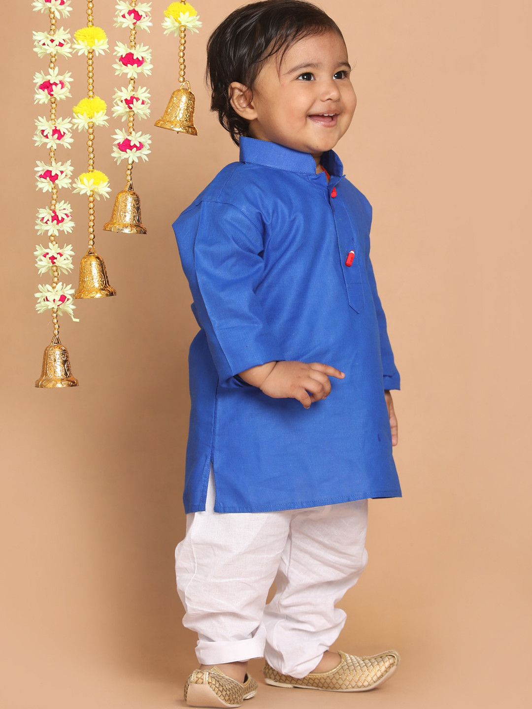 VASTRAMAY Boys Blue Cotton Blend Kurta