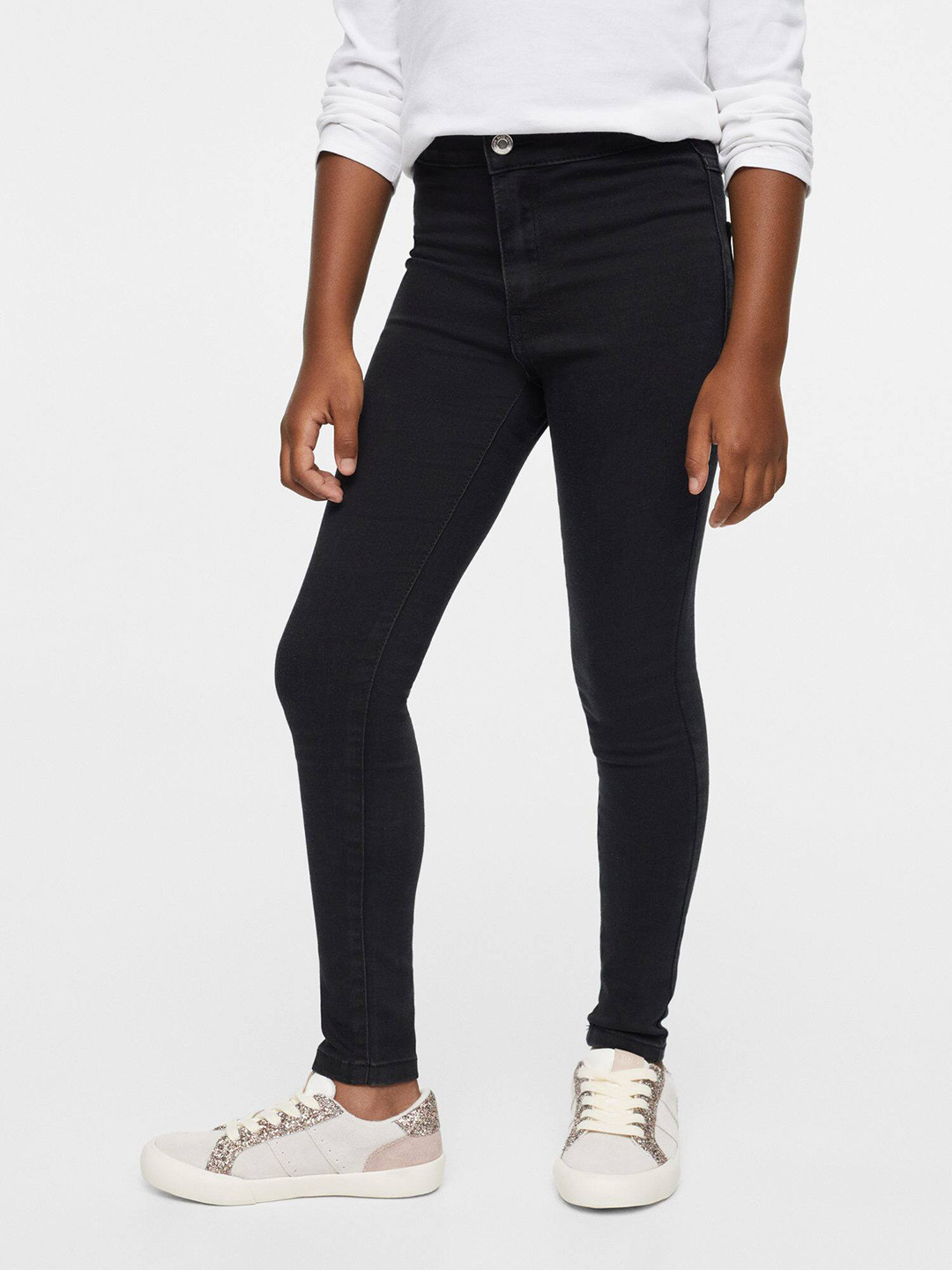 Mango Kids Girls Black Solid Mid-Rise Stretchable Jeans