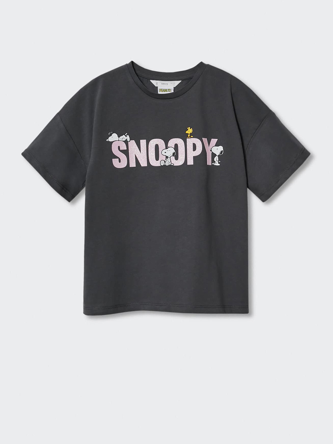 Mango Kids Girls Pure Cotton Snoopy Printed Drop Shoulder Sustainable T-shirt