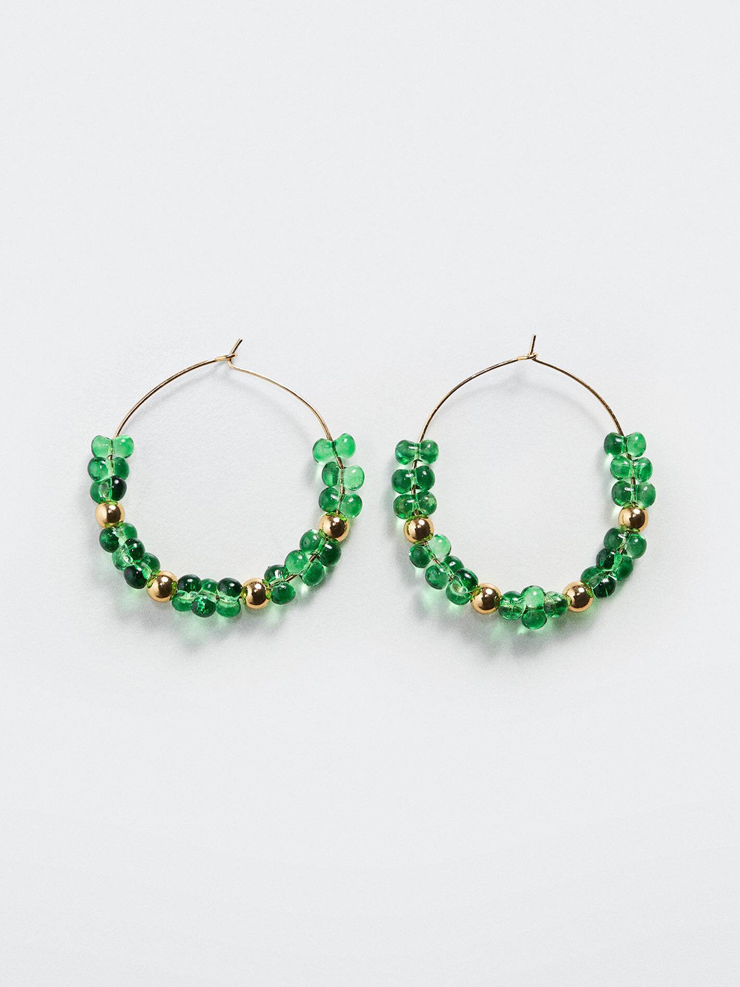 MANGO Beaded Circular Hoop Earrings