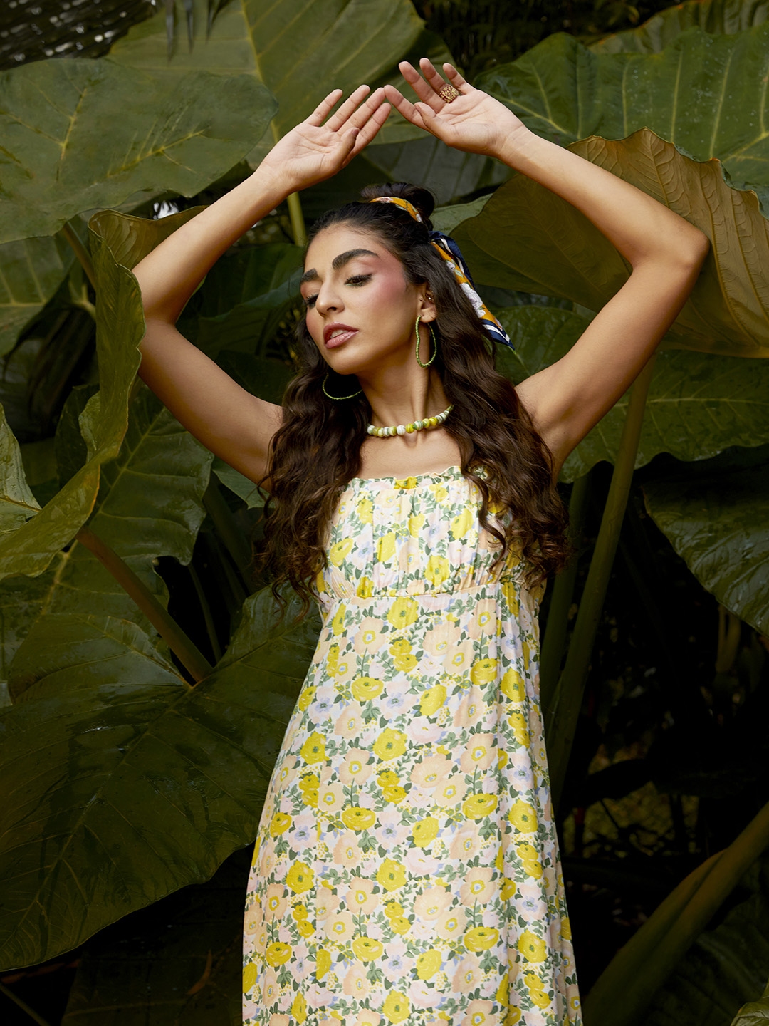 Mango yellow floral dress top