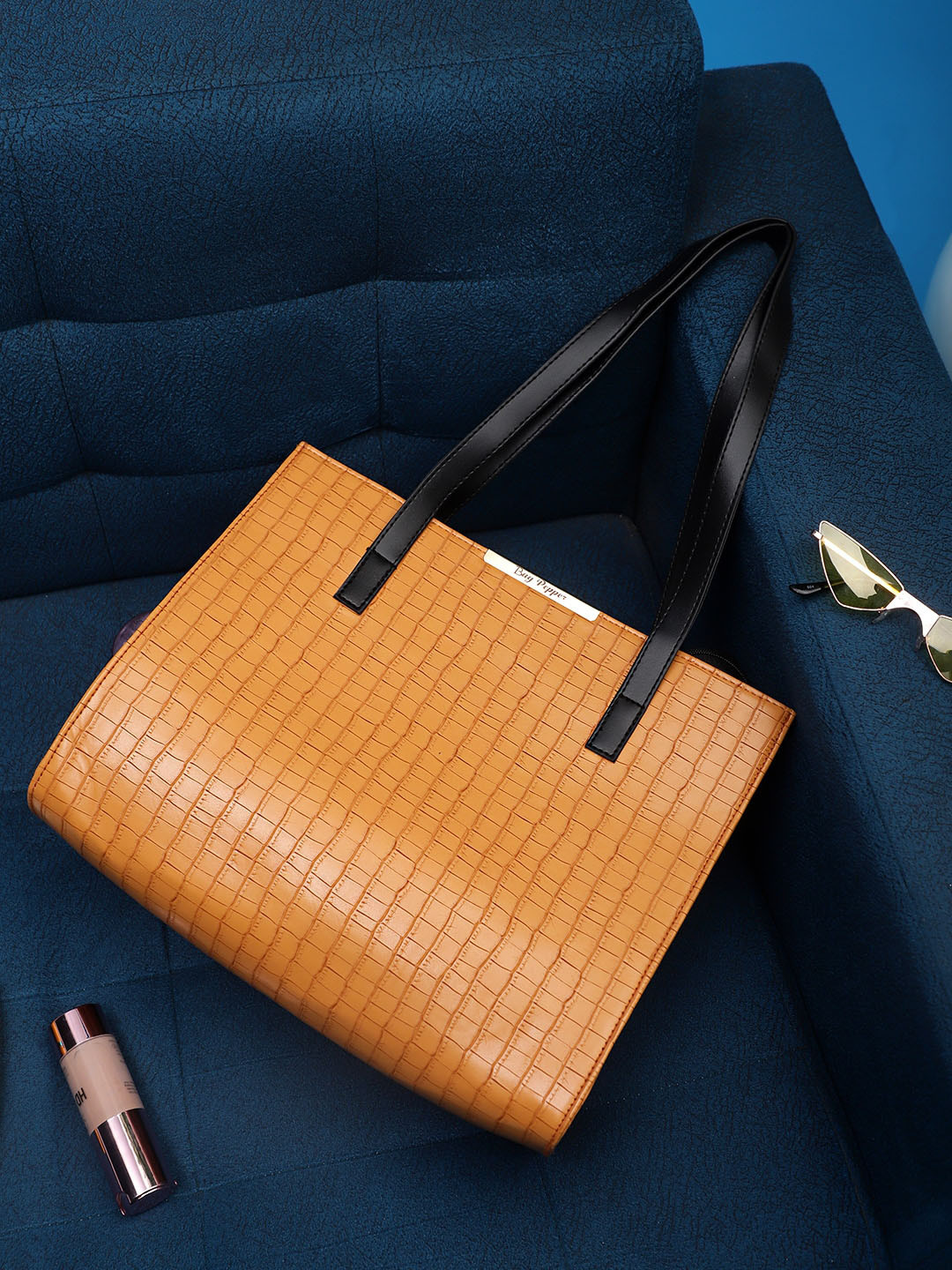 Bag Pepper Yellow Textured PU Shopper Shoulder Bag