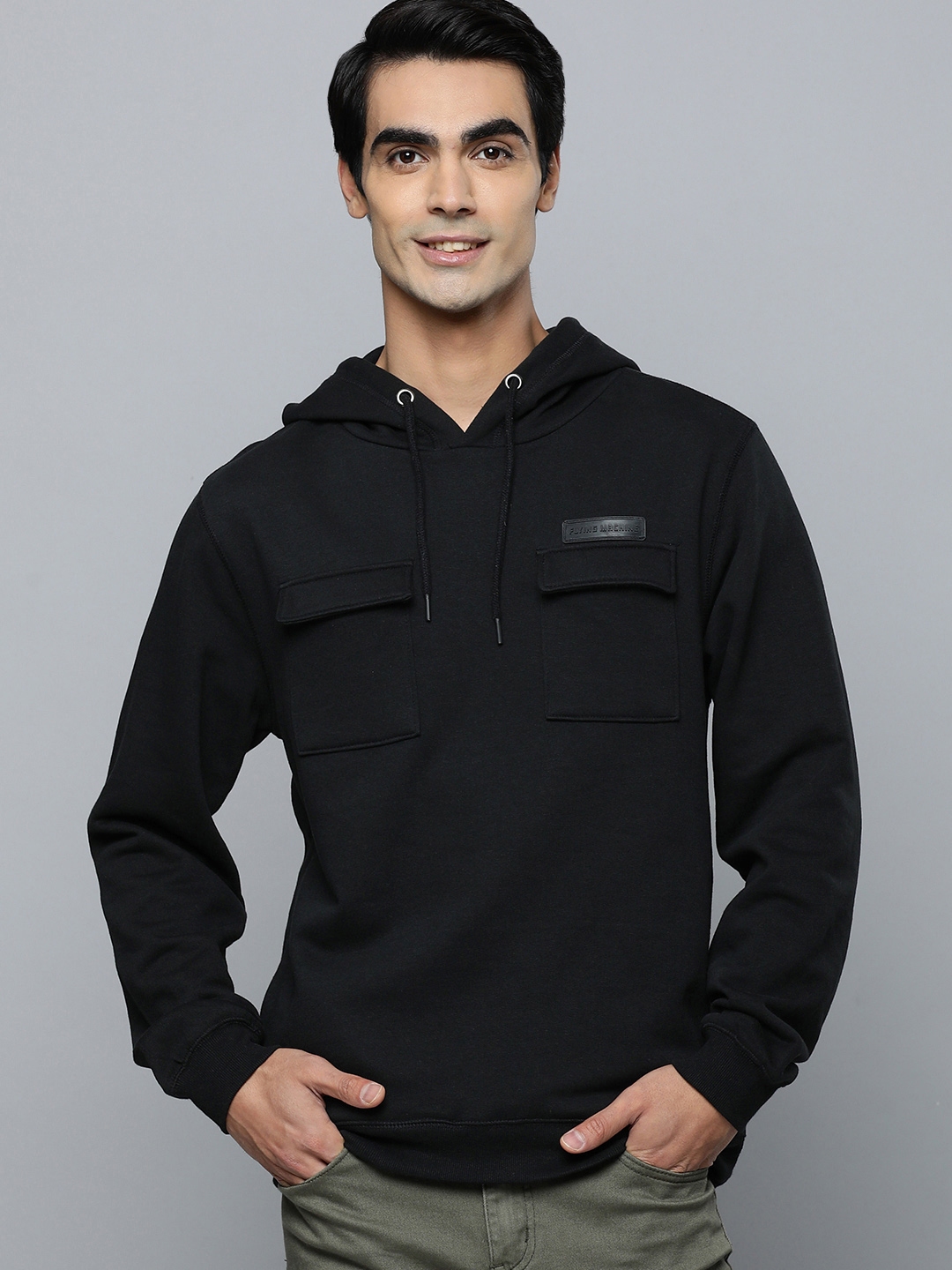 Buy Flying Machine Men Black Solid Hooded Sweatshirt Sweatshirts for Men 19458538 Myntra