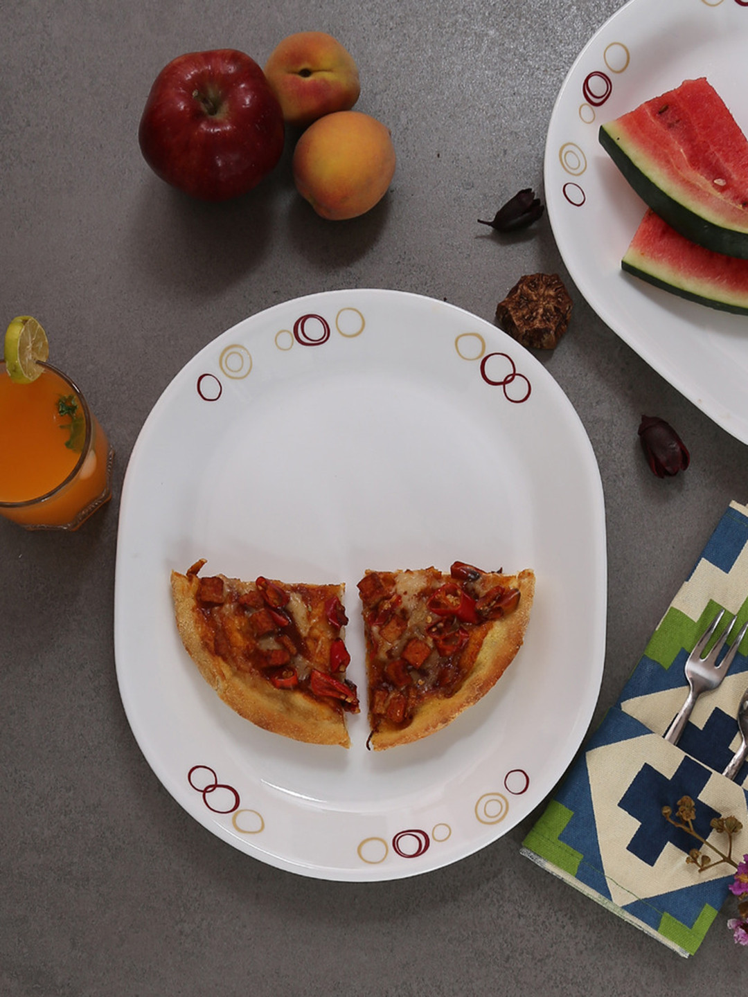 Corelle Livingware Circle White Set of 3 Printed Small Plates