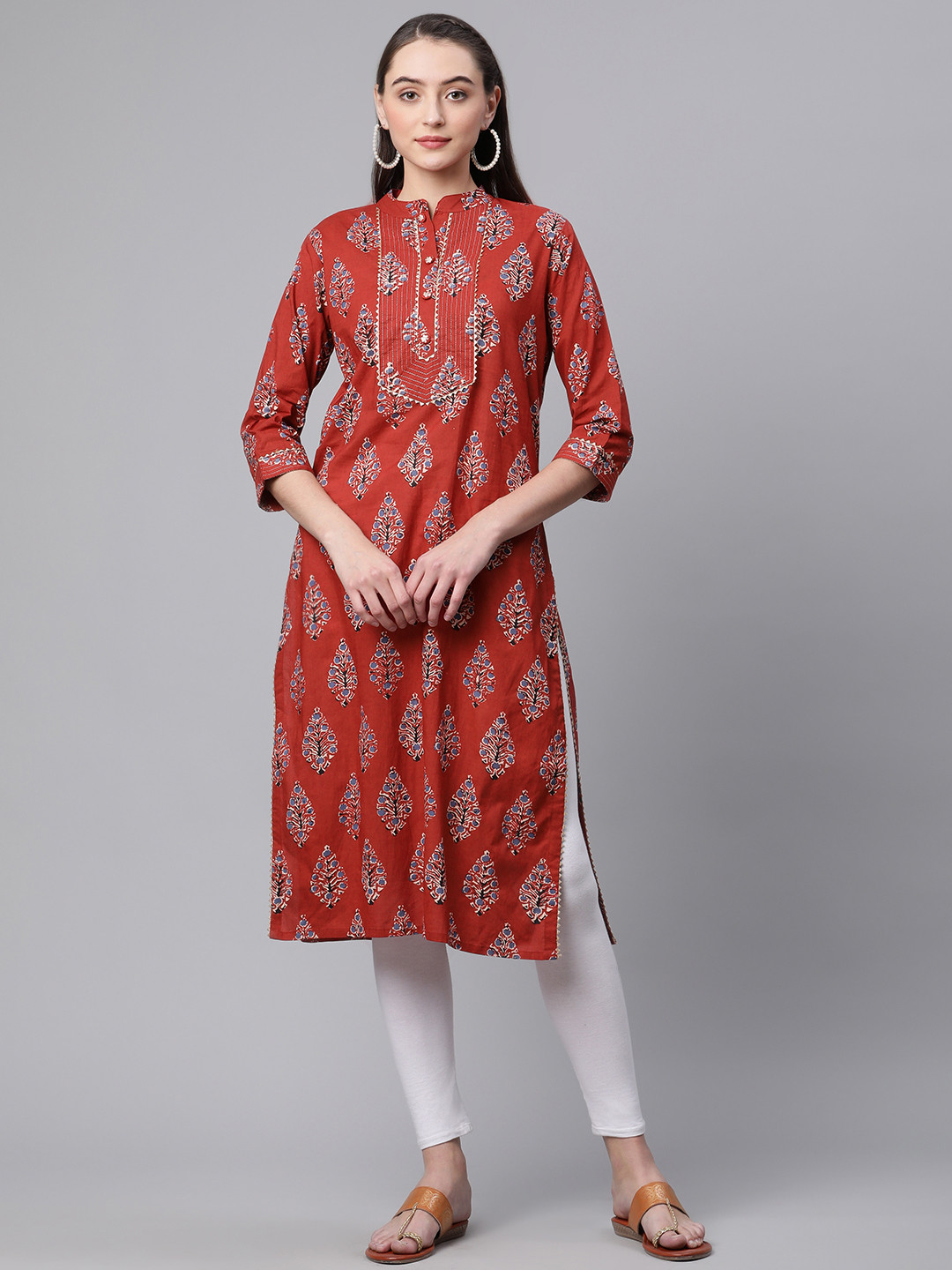 Divena Women Maroon Floral Printed Kurta