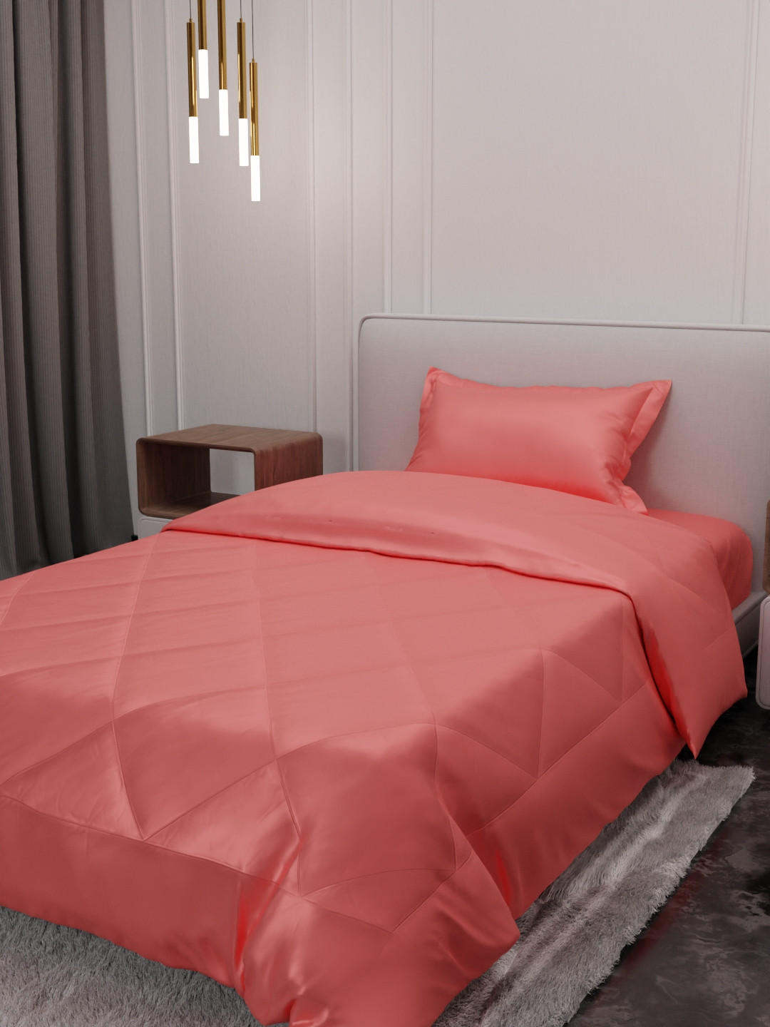 Stoa Paris Date Night Collection Red Solid AC Room 150 GSM Single Bed Satin Comforter