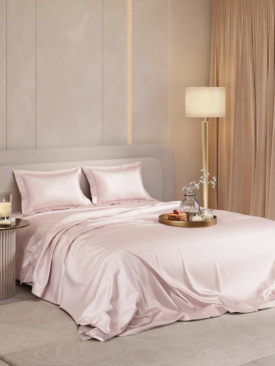 Stoa Paris Date Night Collection Pink 300 TC Queen Fine Bedsheet - 100 x 90 inches
