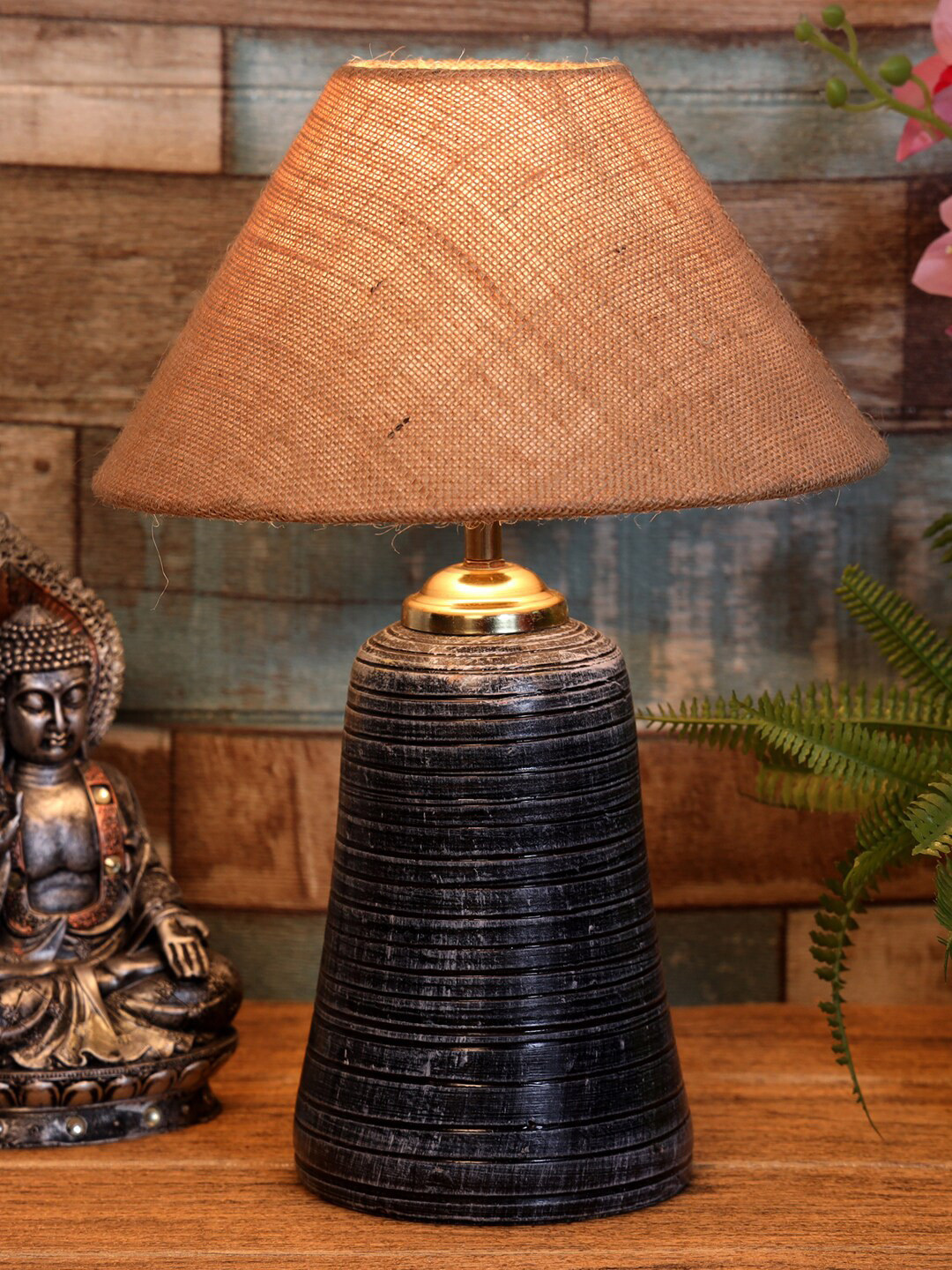 foziq Grey & Cream Solid Self Assembly Table Lamps