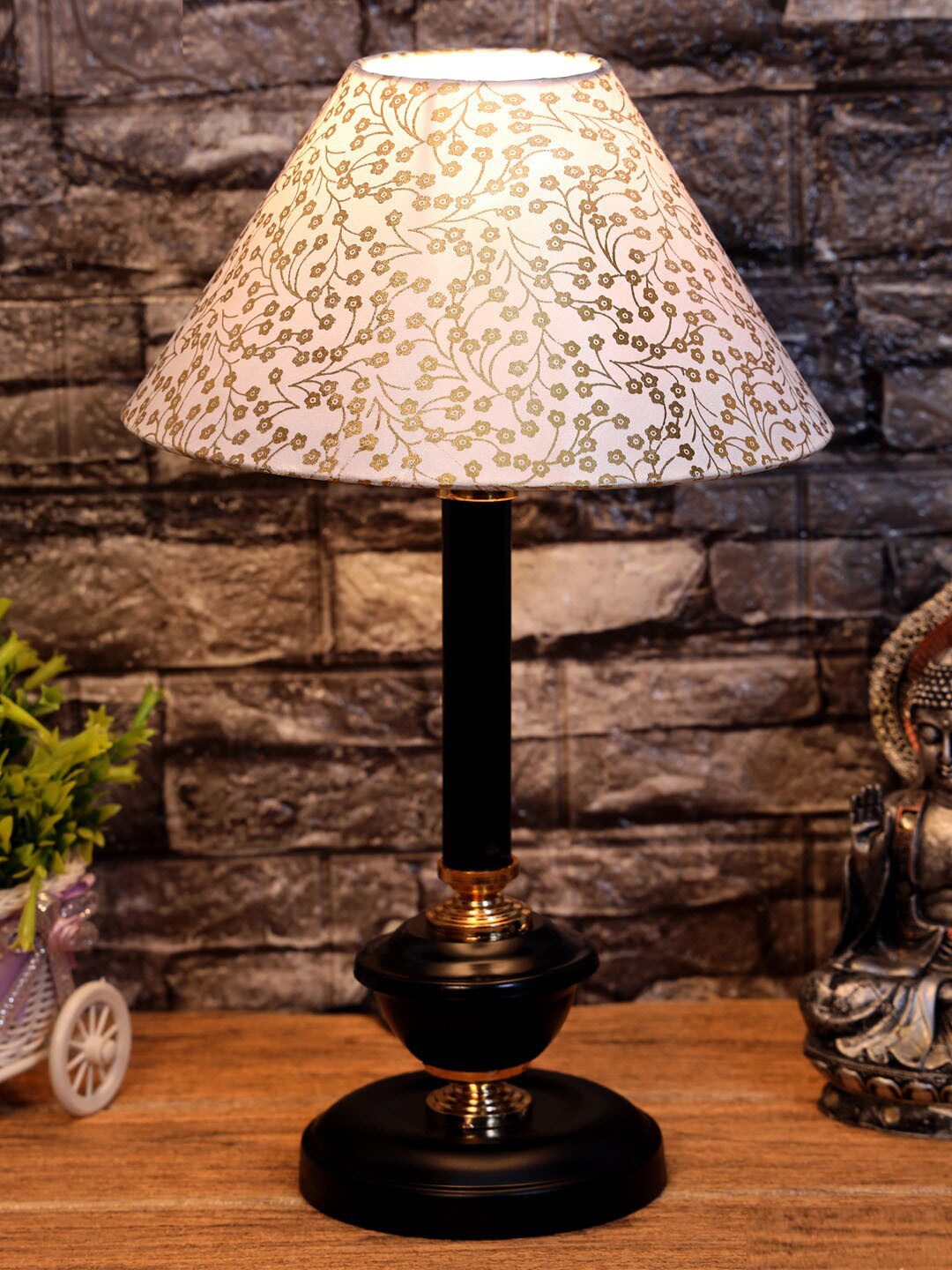 foziq Black & Gold Textured Contemporary Table Lamp