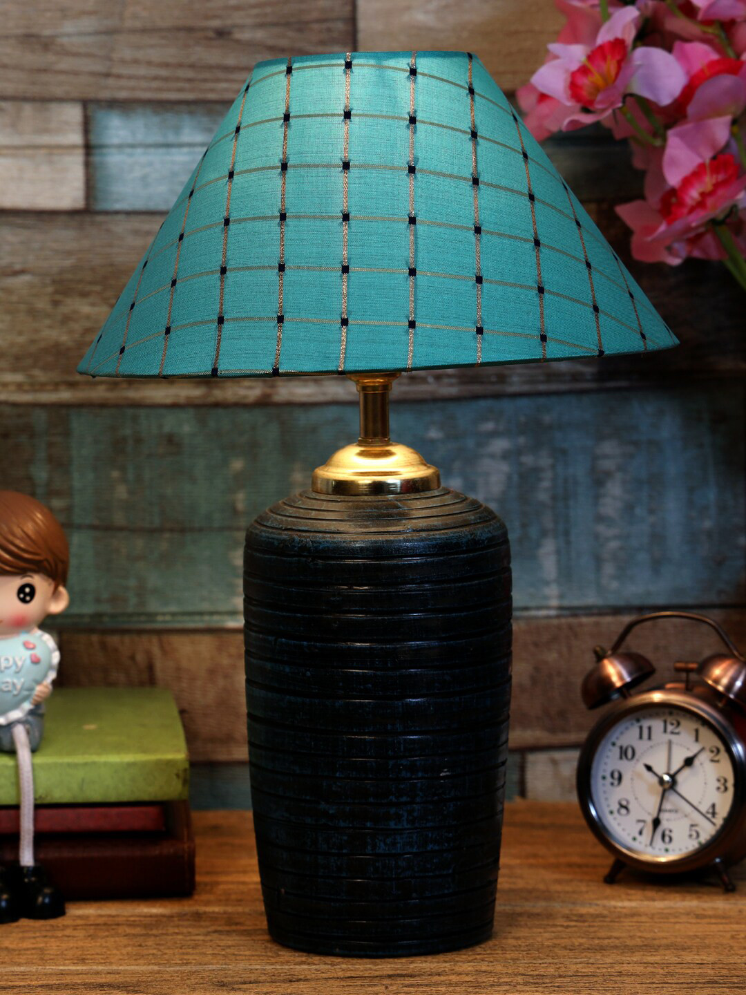 foziq Adults Blue Printed Table Lamp