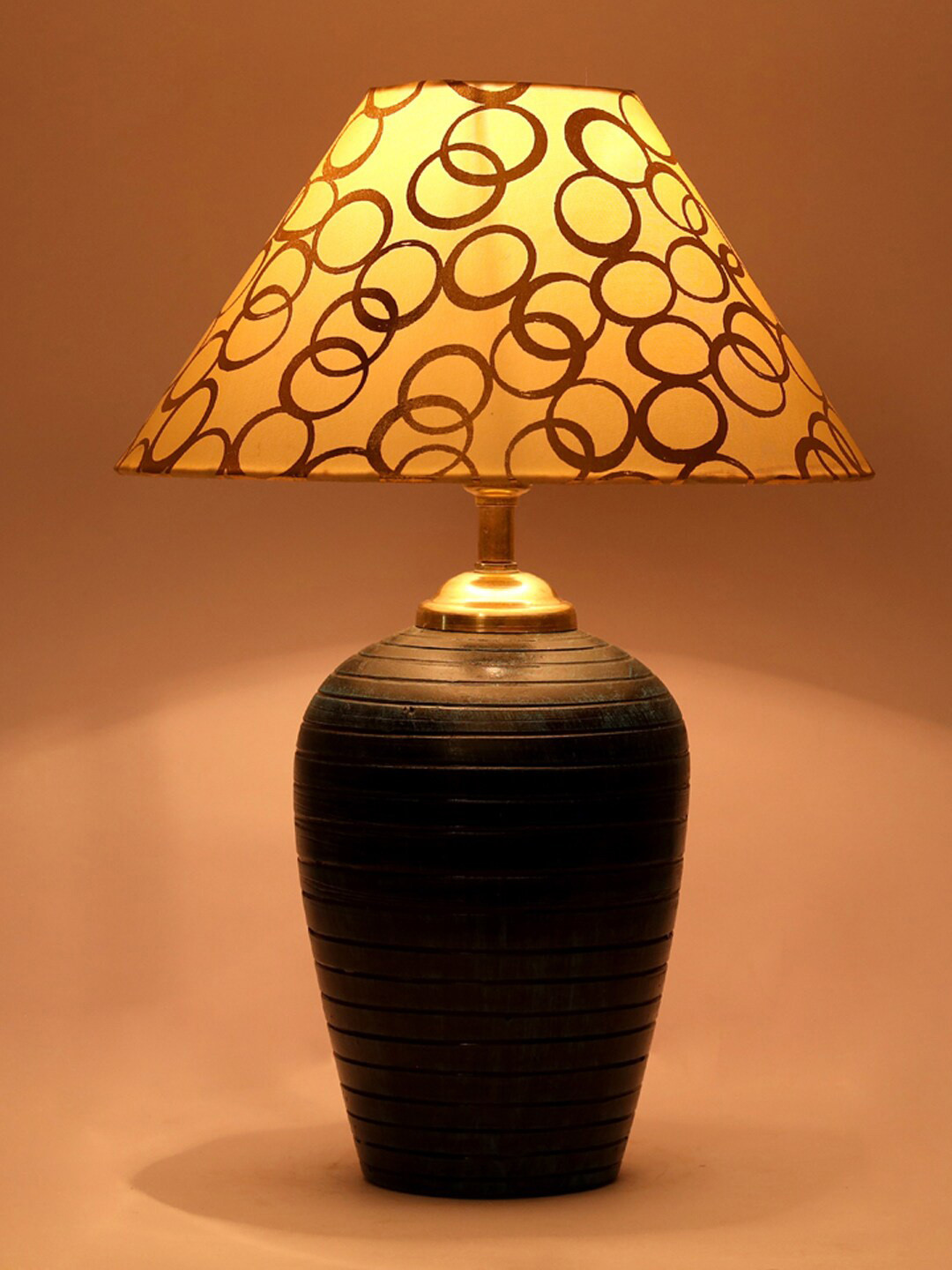 foziq Blue & Cream Coloured Printed Table Lamps With Shade