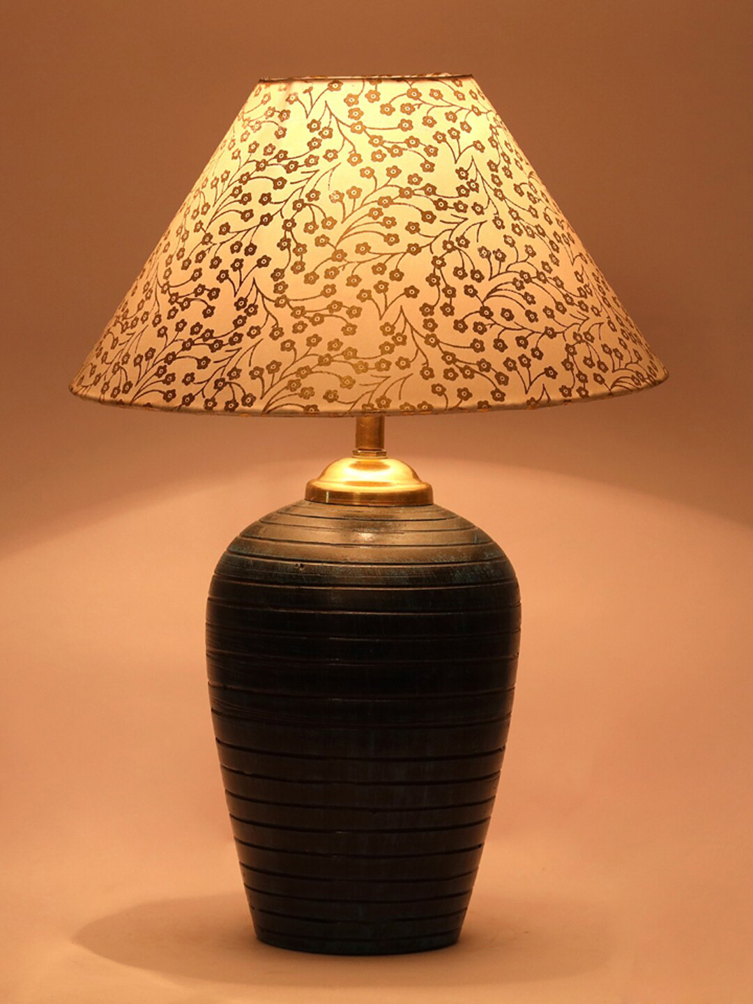 foziq Blue & Gold Textured Contemporary Table Lamp