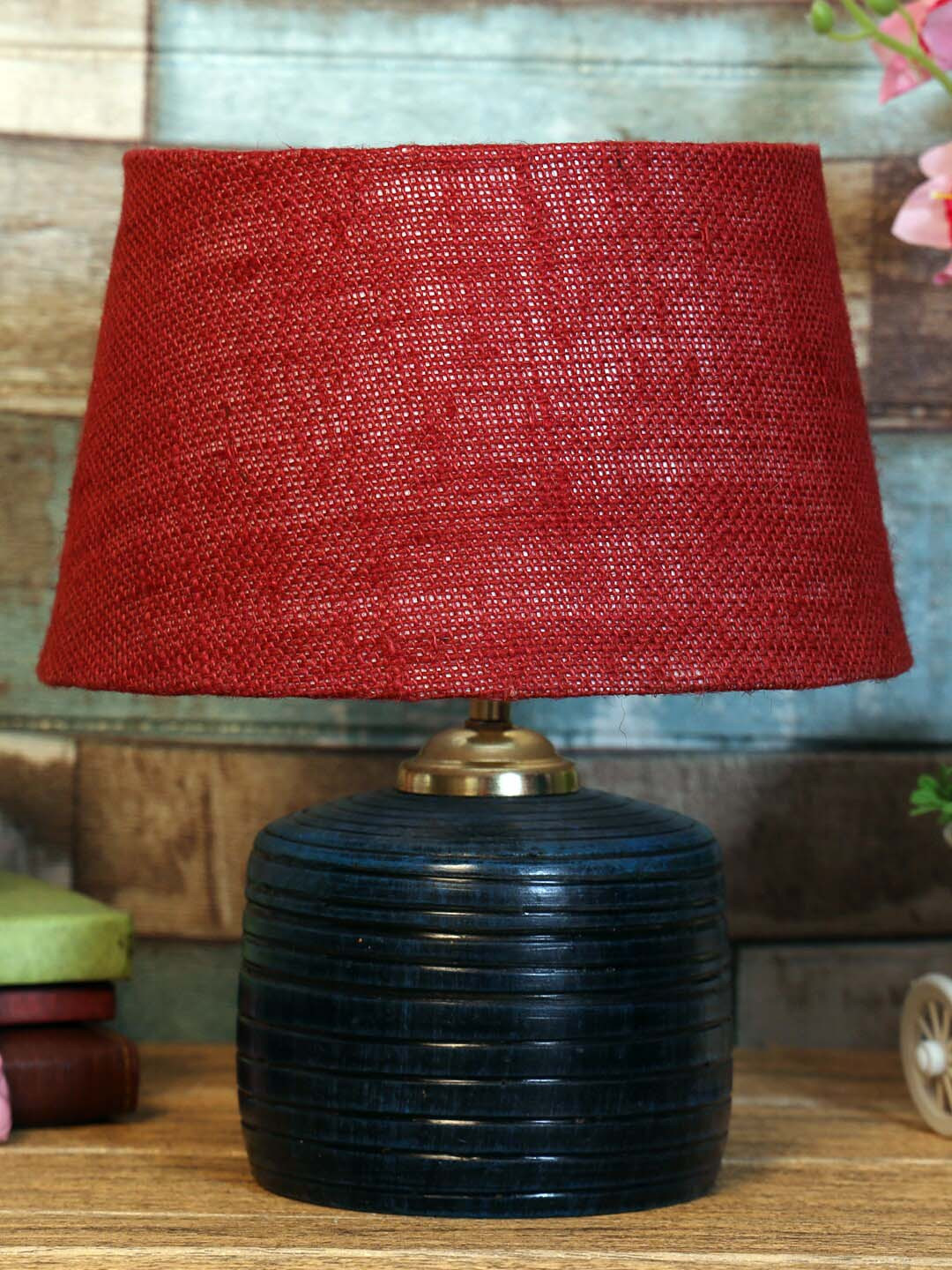 foziq Adults Maroon Solid Table Lamp