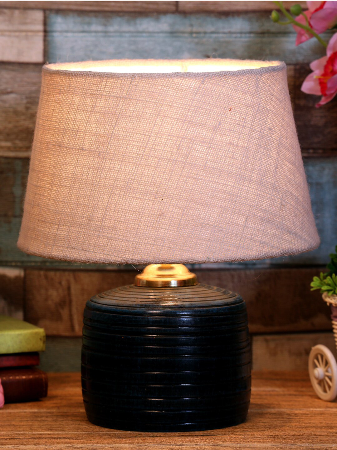 foziq Blue & Cream Solid Table Lamps