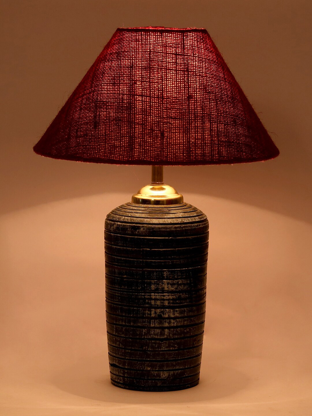 foziq Grey & Red Textured Table Lamps
