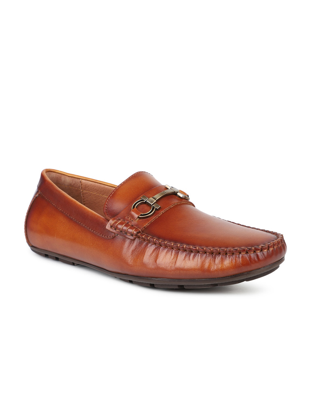 ATESBER by Inc.5 Men Coffee Brown Leather Loafers