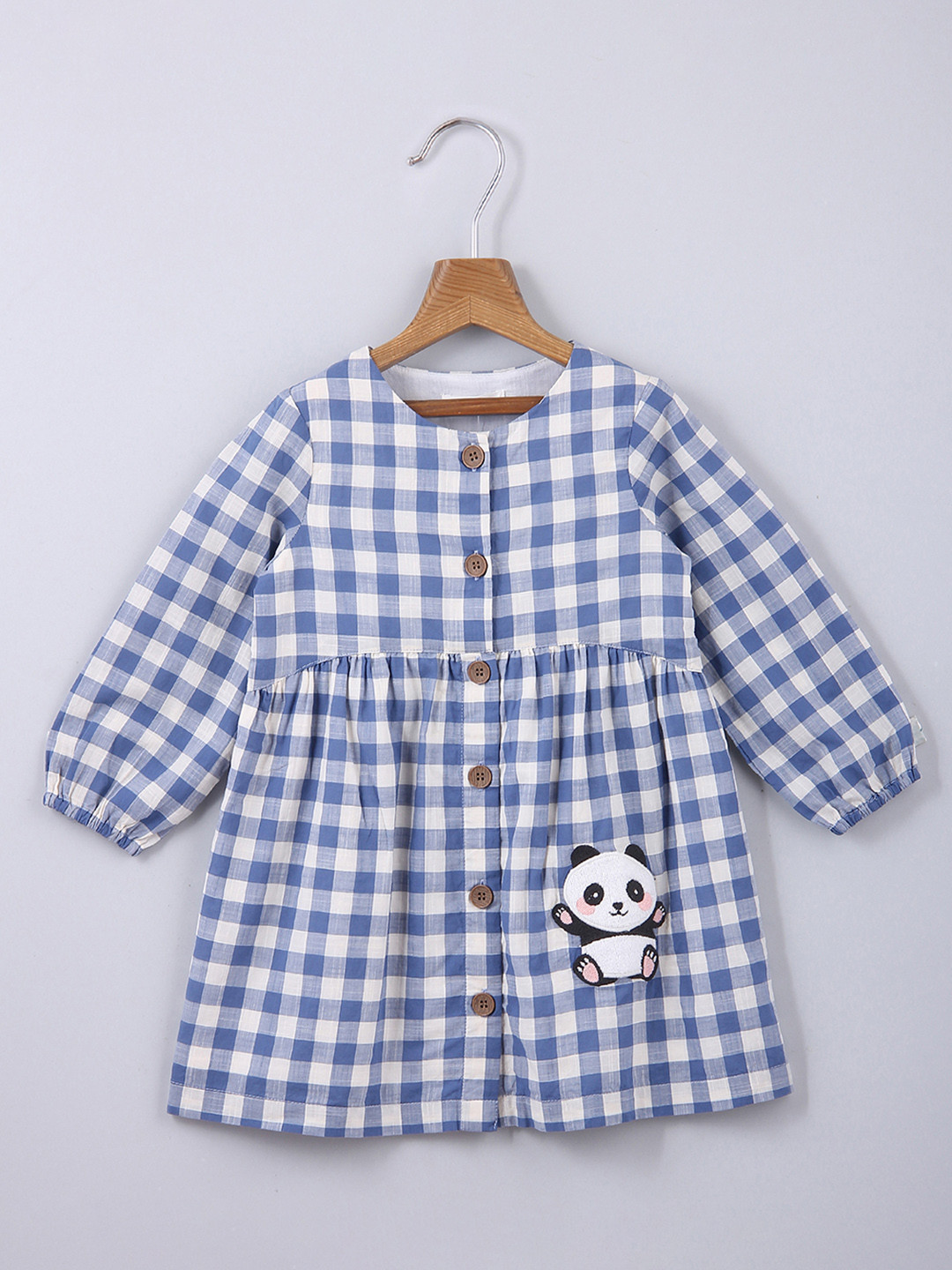 Beebay Girls Blue & White Checked Dress