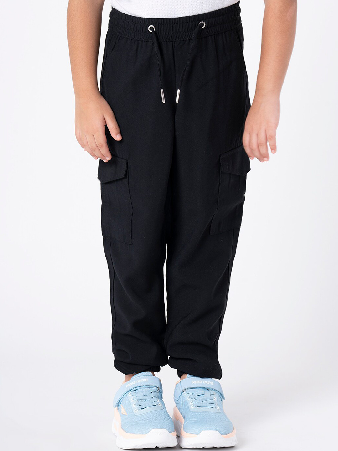 Red Tape Girls Black Solid Track Pants