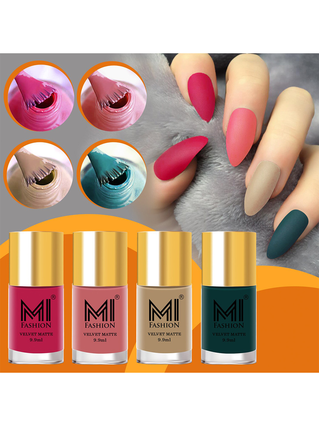 MI FASHION Women Pack of 4 Nail Polish Maroon, Dusky Rose, Dark Sand, Timber Green, 160gm