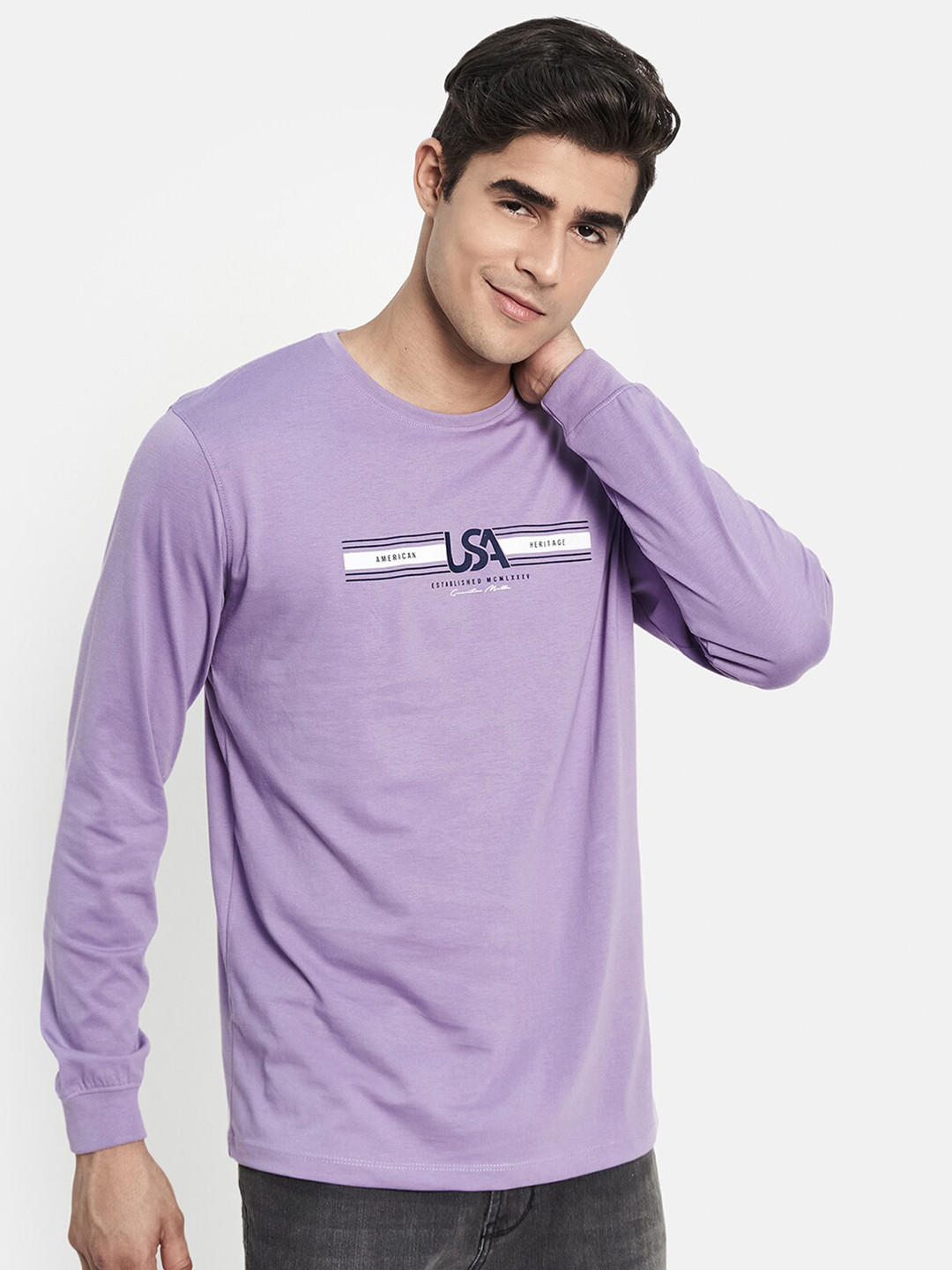 METTLE Men Purple Typography Printed T-shirt