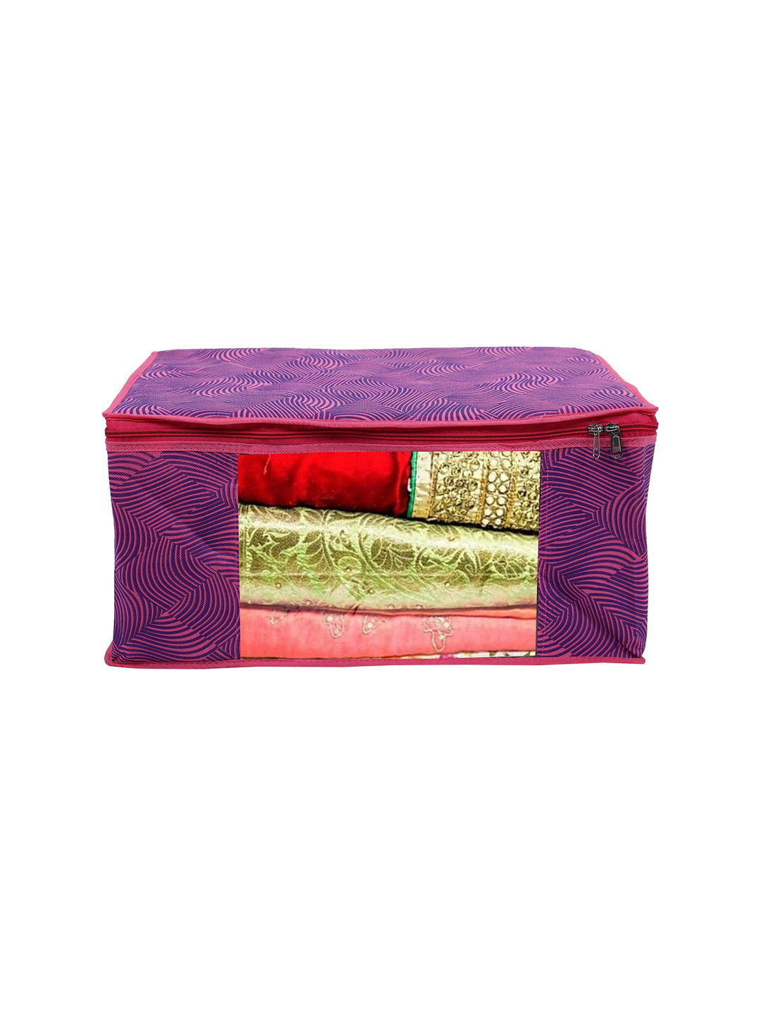 Home Fresh Pink Printed Saree Organiser