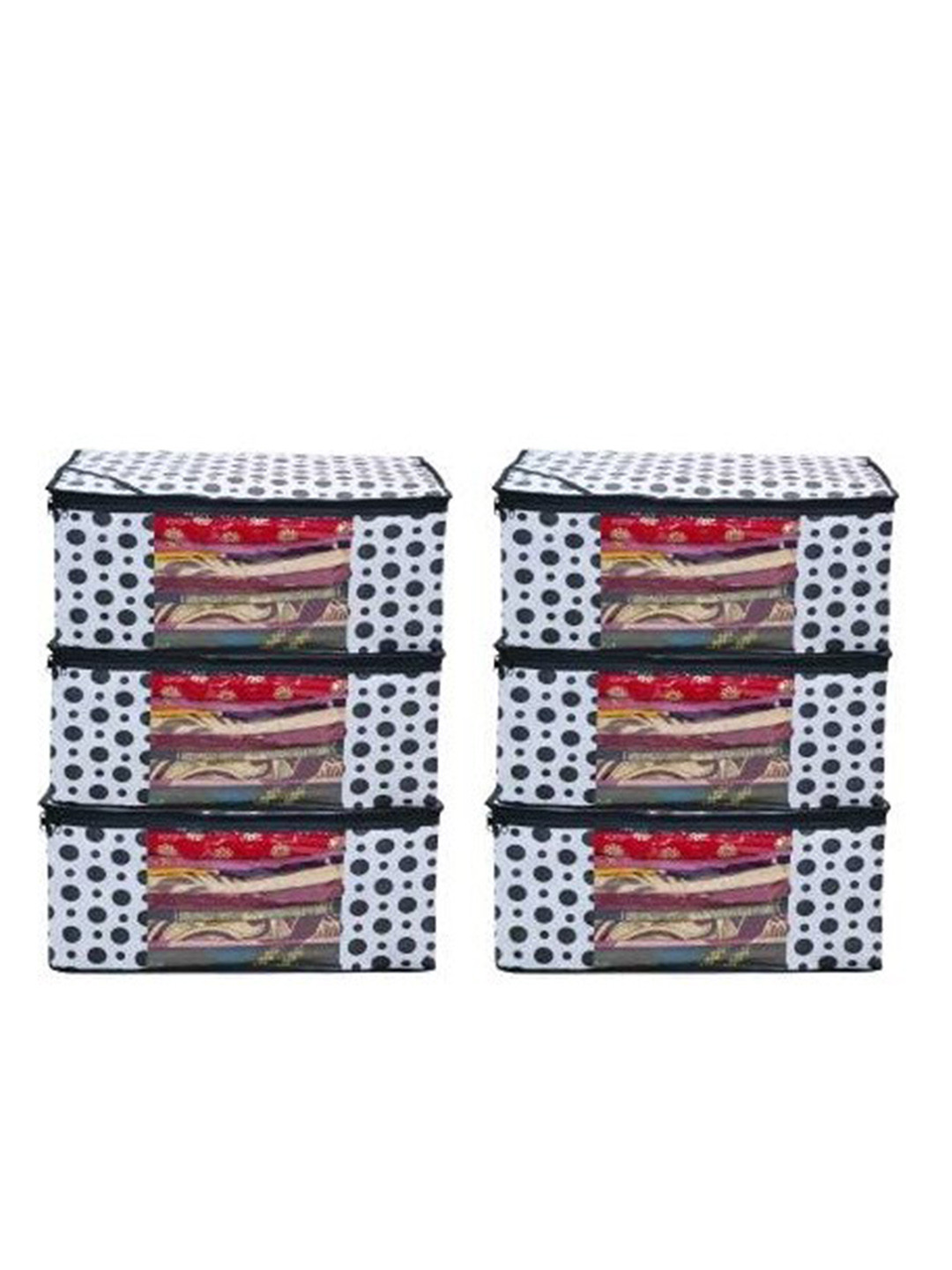 Home Fresh White & Black Set of 6 Printed Saree Organizers