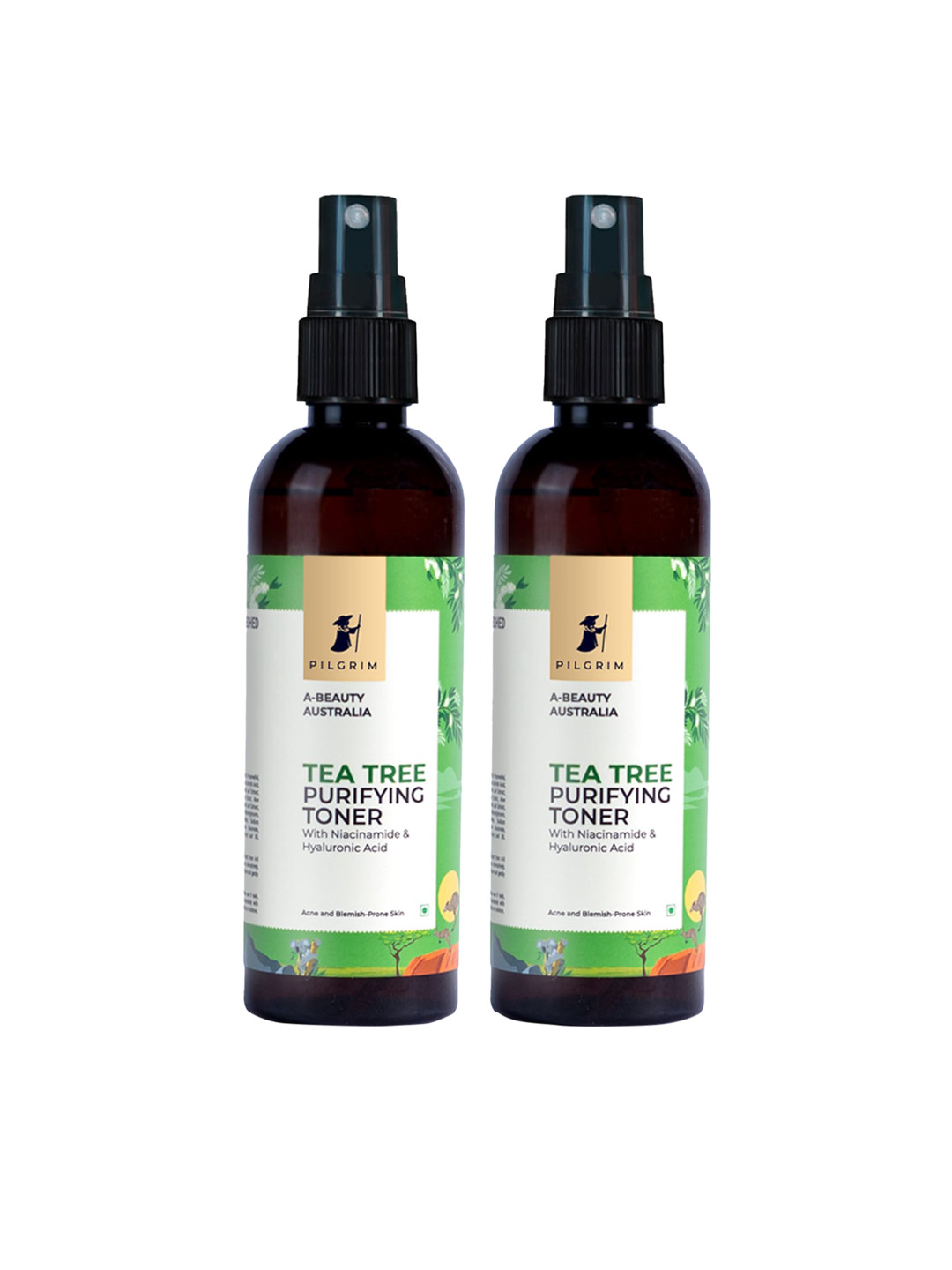 Pilgrim Set of 2 Tea Tree Purifying Toner with Niacinamide & Hyaluronic Acid - 100 ml Each