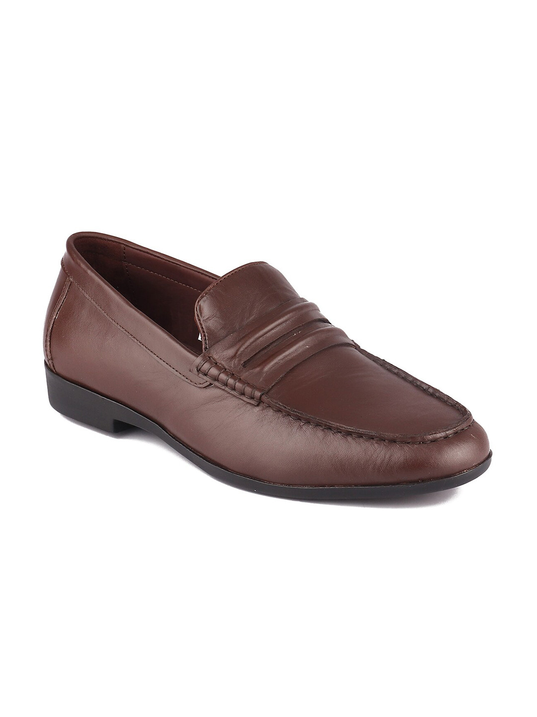 TOP BRASS Men Brown Solid Genuine Leather Formal Loafers