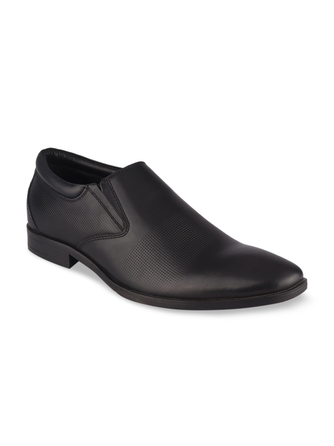 TOP BRASS Men Black Solid Leather Formal Slip On Shoes