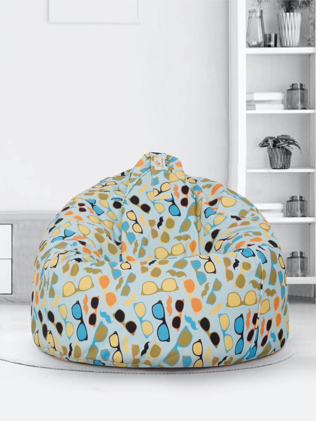 SAKA DESIGNS Blue & Yellow Printed Bean Bag Cover Without Beans
