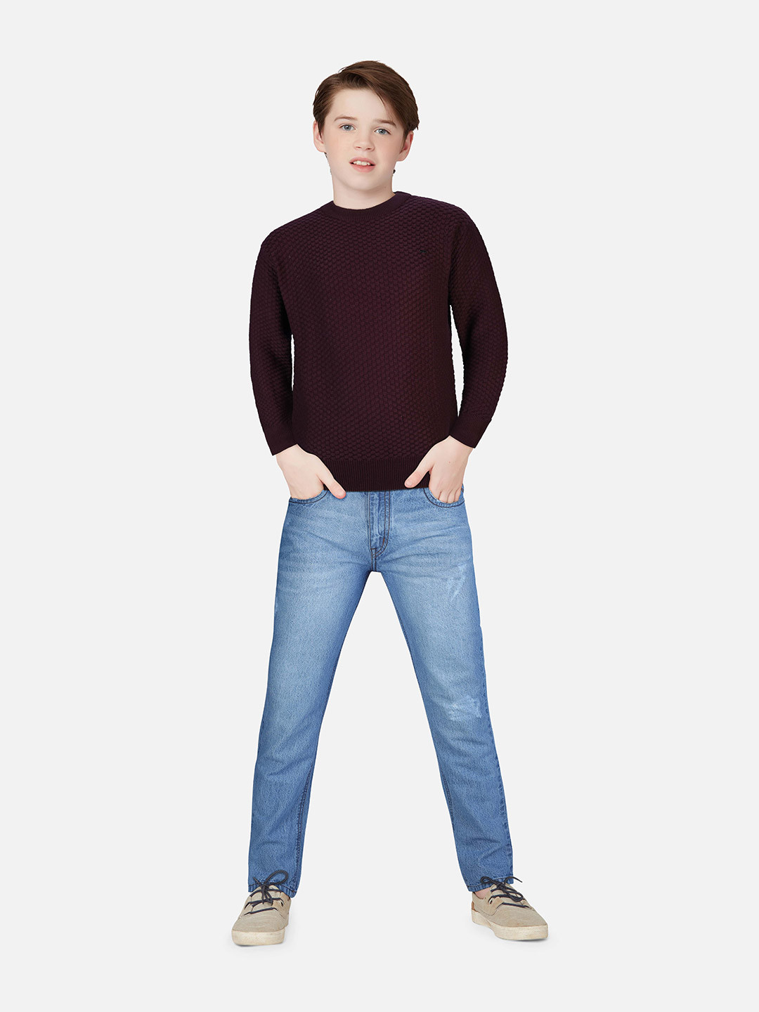 Gini and Jony Boys Maroon  Full Sleeves Pullover