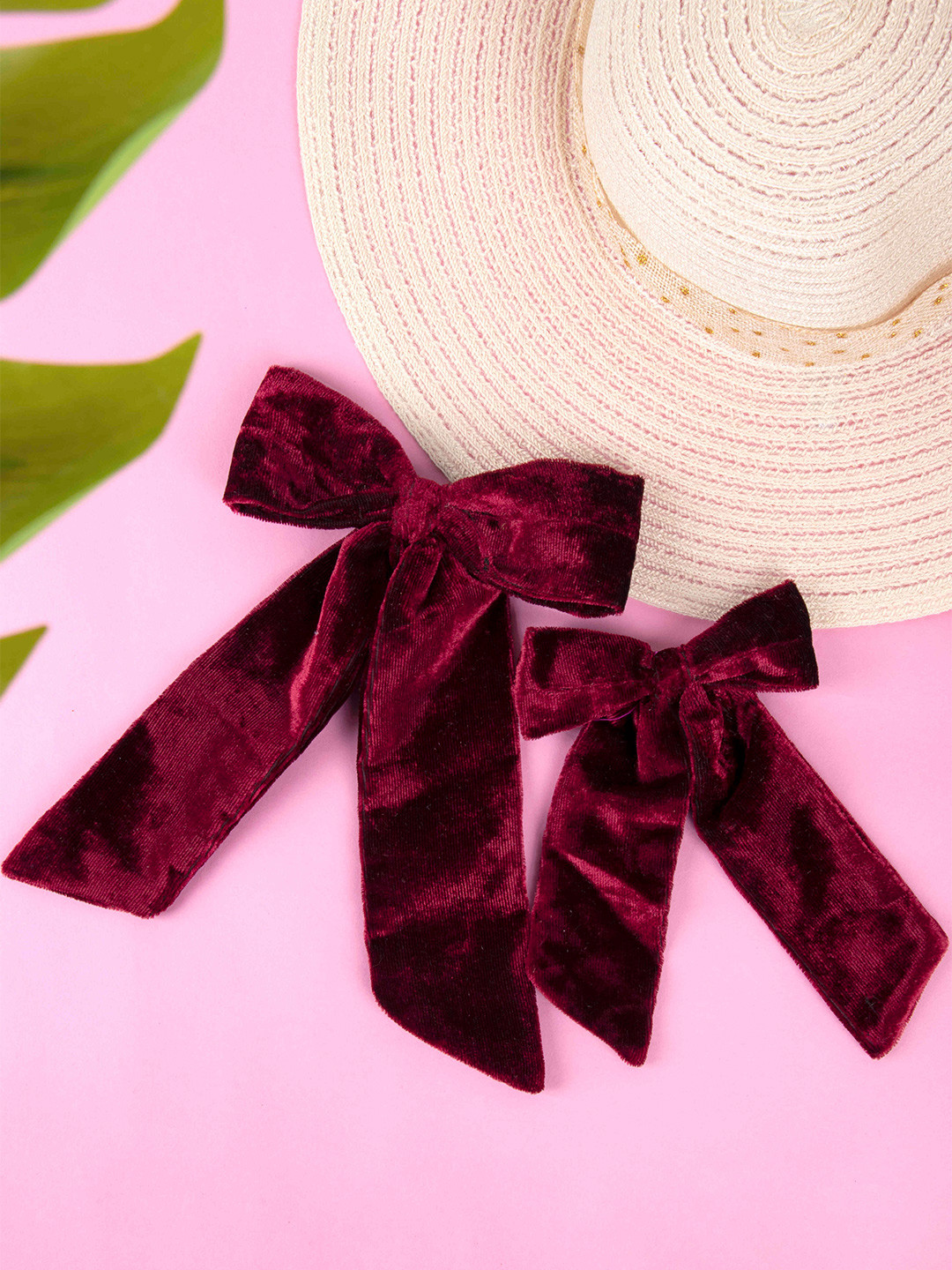 Arendelle Women Maroon Set of 2 Hair Accessory Set