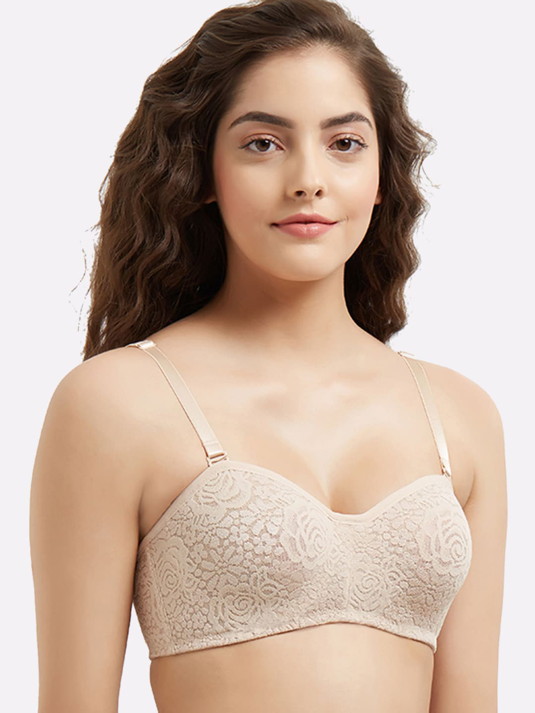 Wacoal Plus Size Nude-Coloured Floral Underwired Embellished Bra