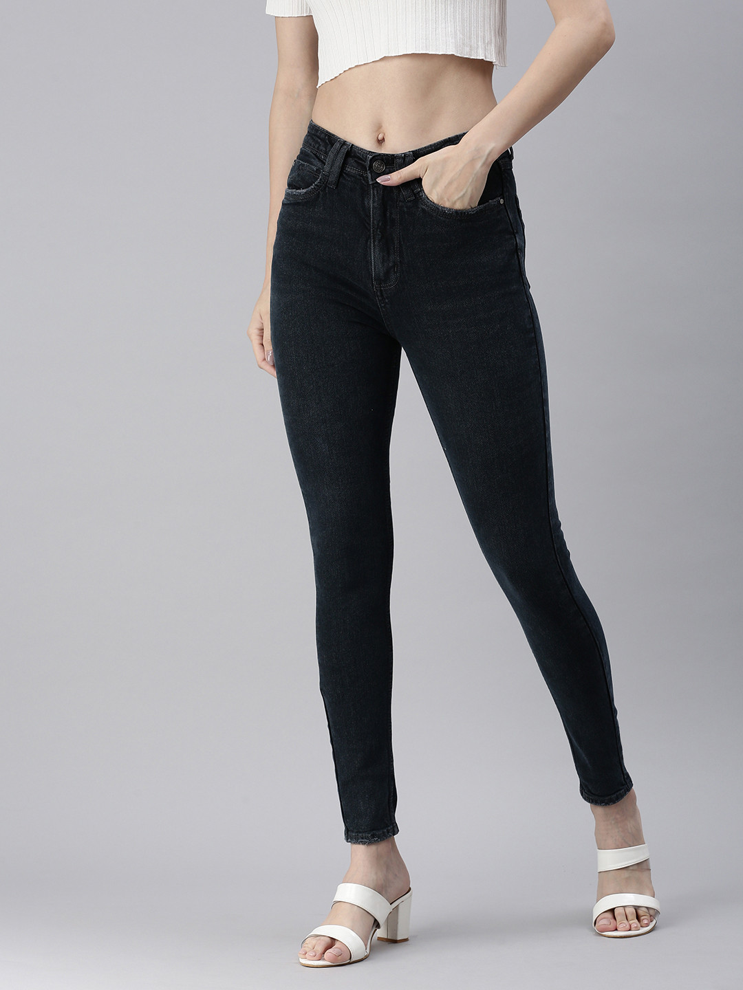 SHOWOFFFF Women Blue Skinny Fit High-Rise Stretchable Jeans
