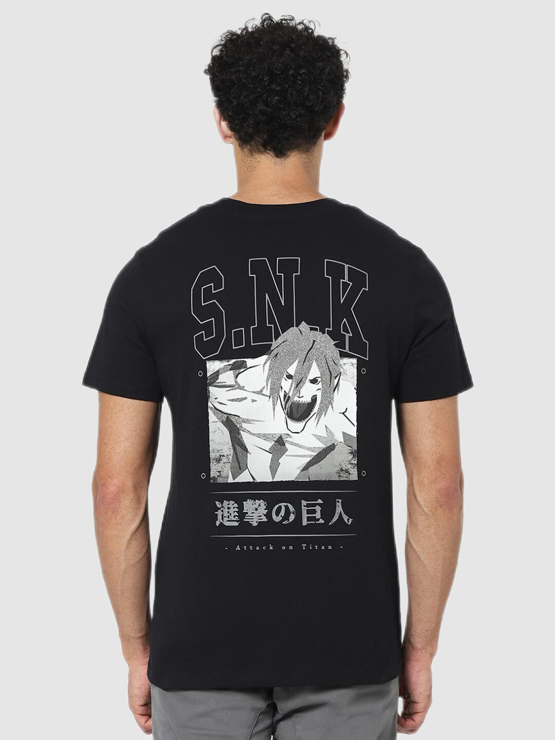 Celio Men Black Attack On Titan T-shirt