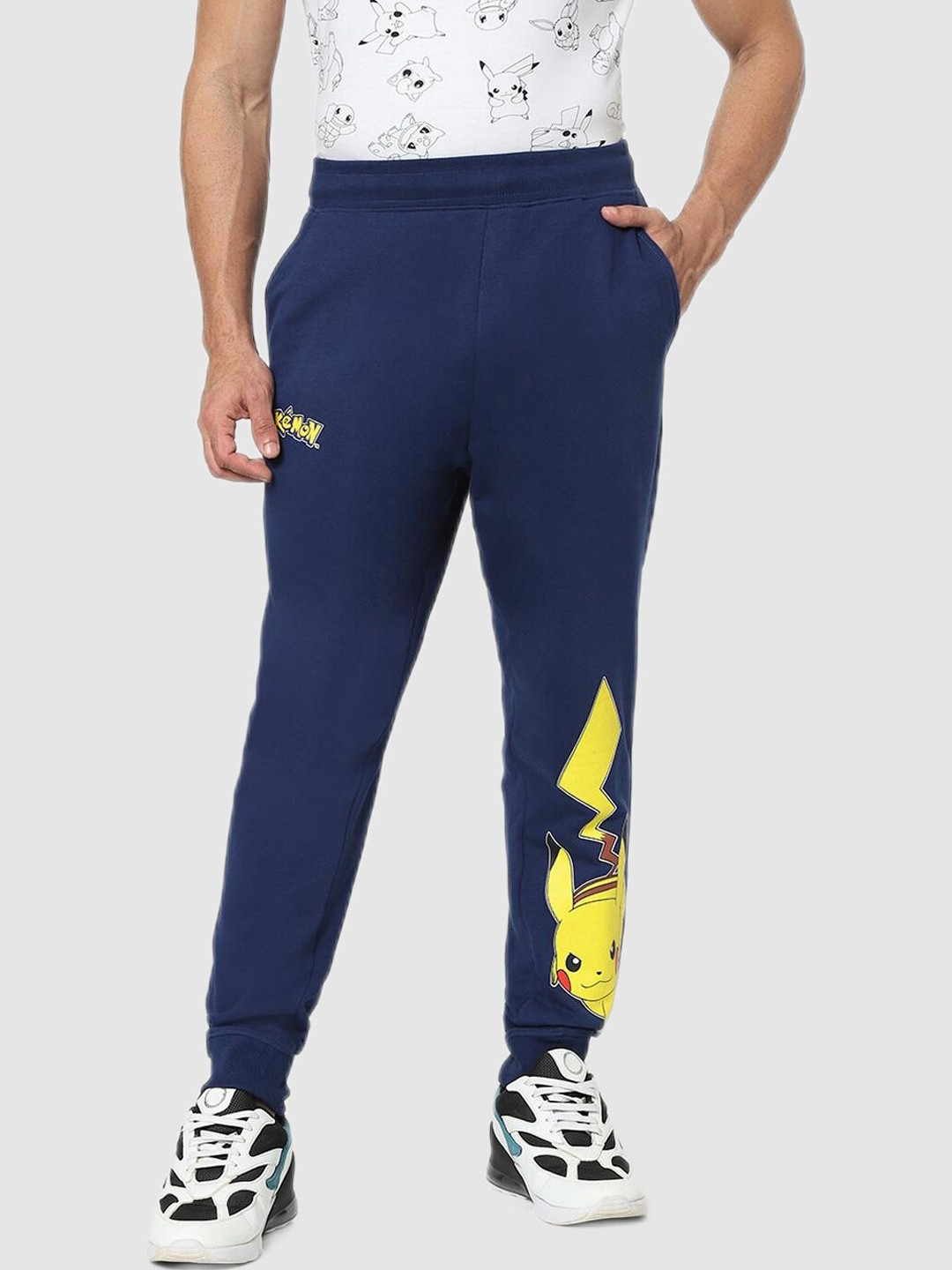 Celio Men Pokemon Navy Blue Solid Classic Joggers