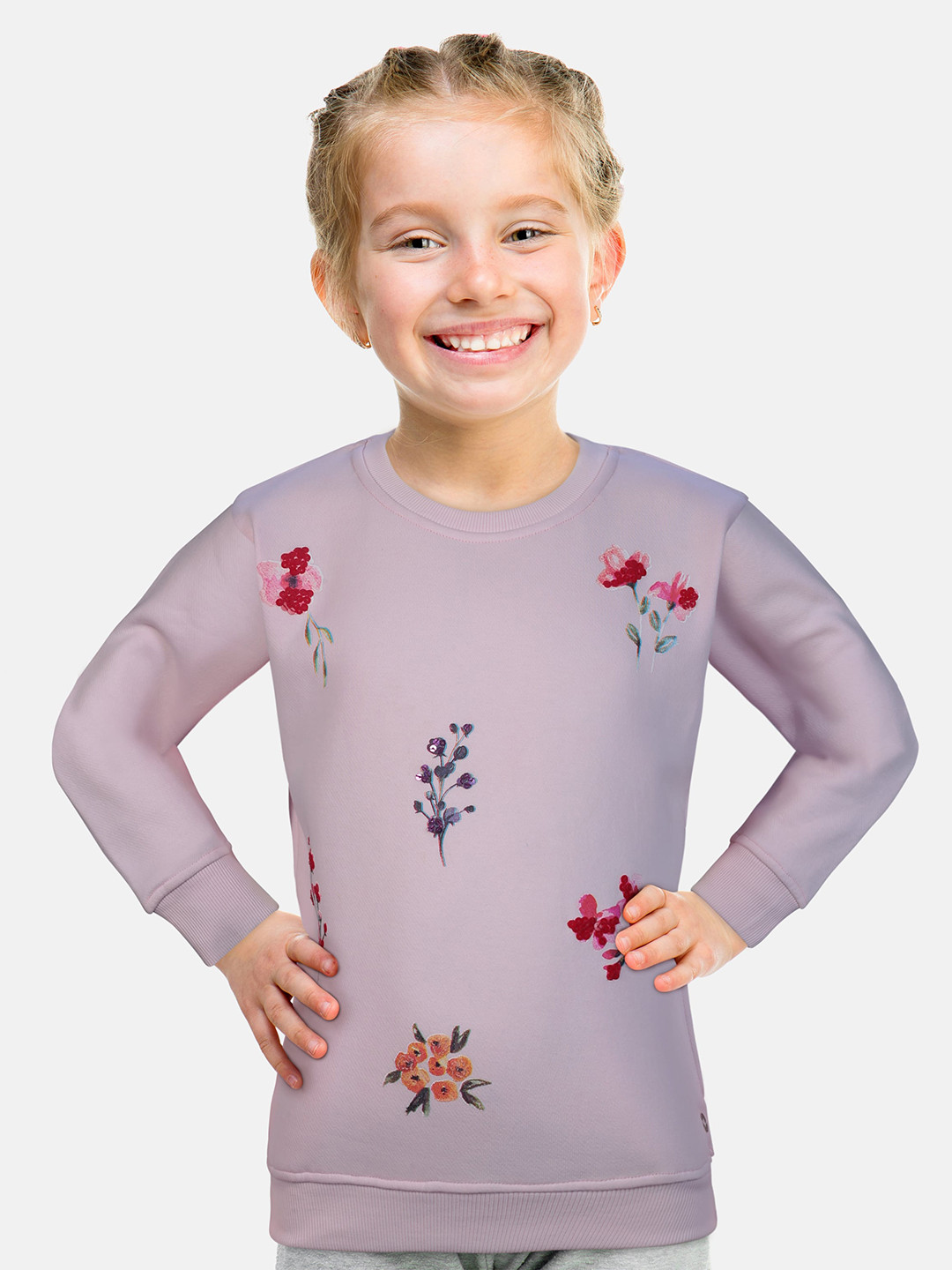 Gini and Jony Girls Pink Floral Print Sweatshirt