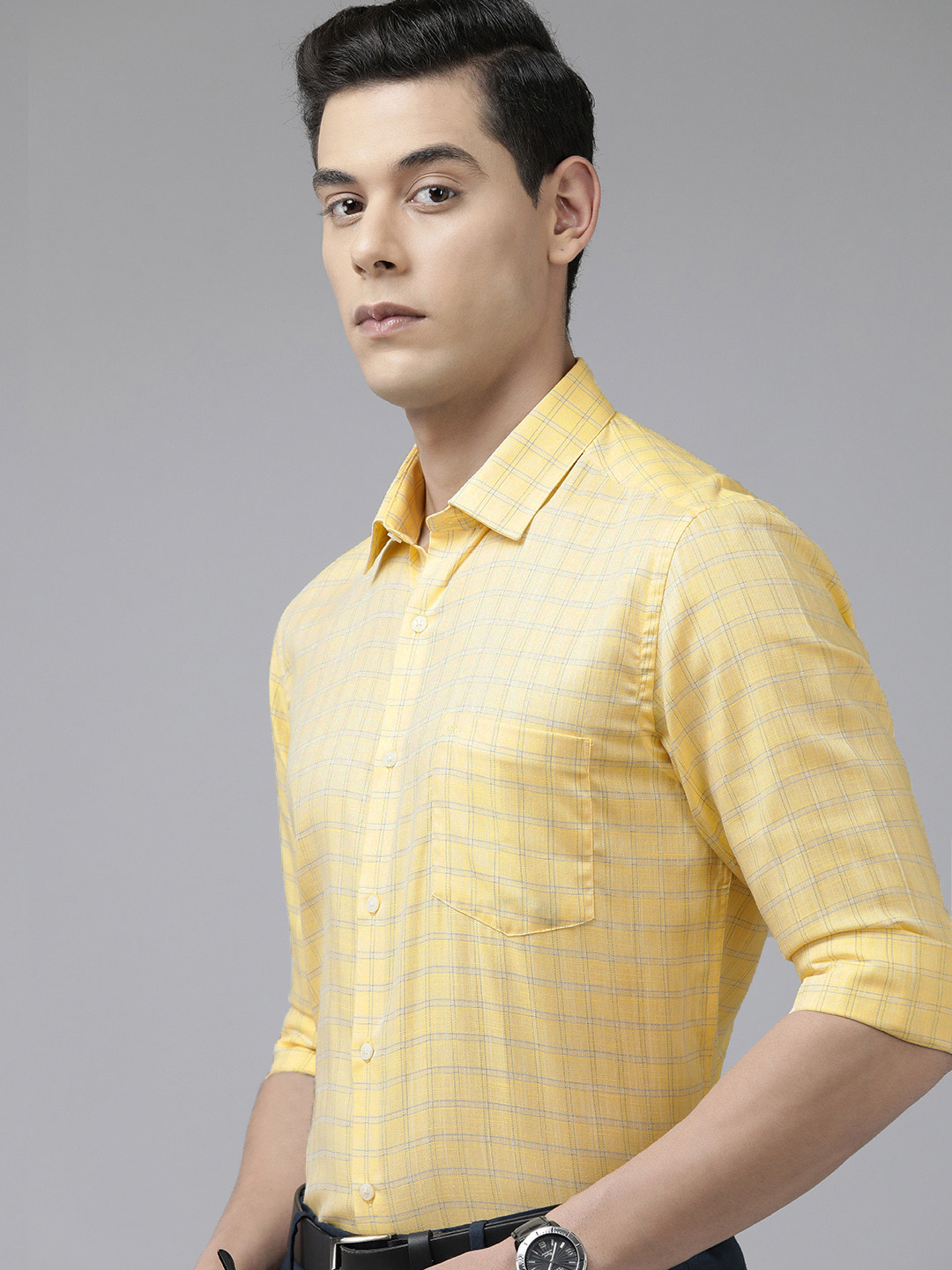 Arrow Men Yellow Original Slim Fit Checked Pure Cotton Casual Shirt