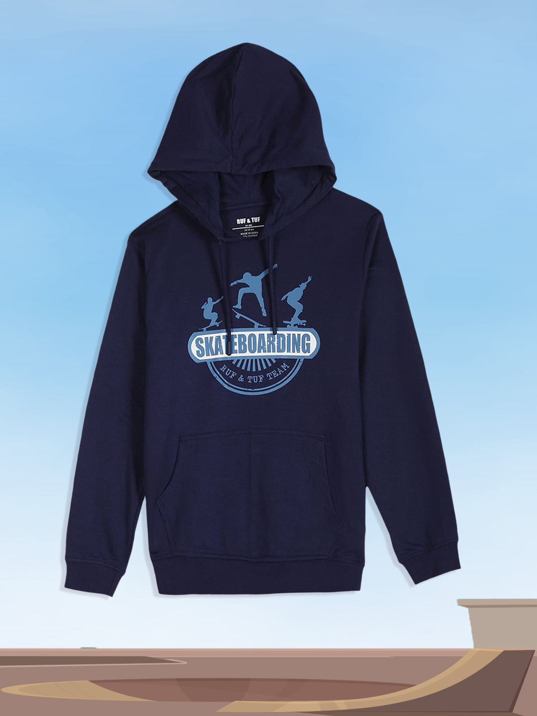 RUF & TUF Boys Navy Blue Printed Pure Cotton Sweatshirt
