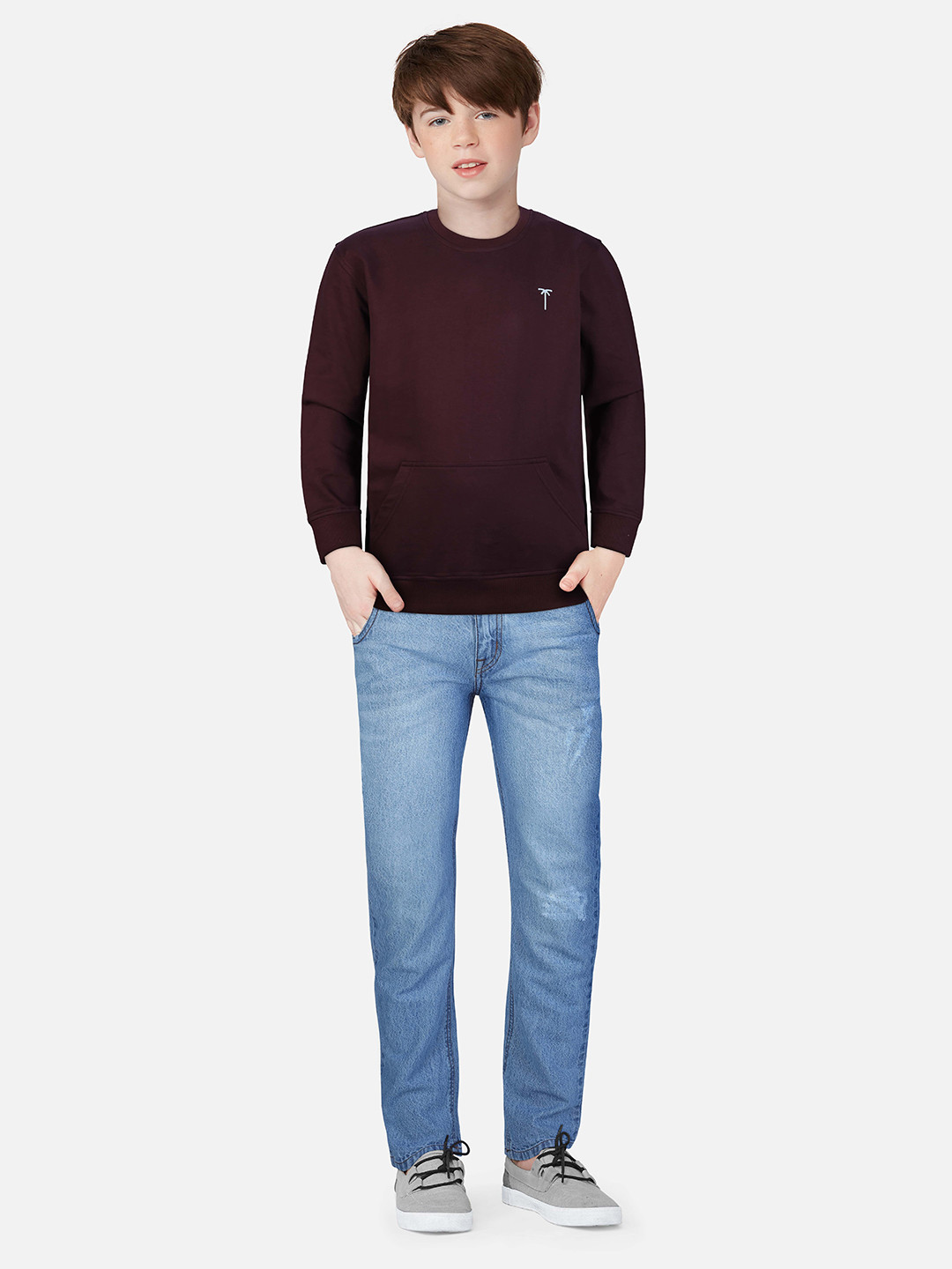 Palm Tree Boys Maroon Solid Sweatshirt