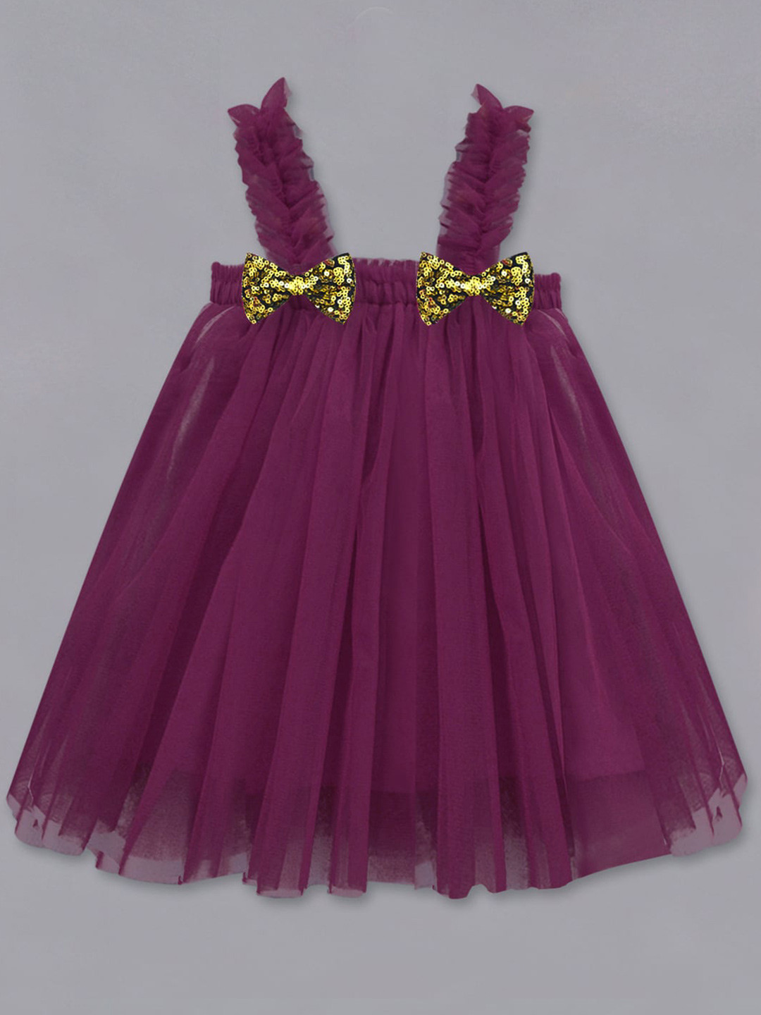 A T U N Burgundy Net A-Line Dress