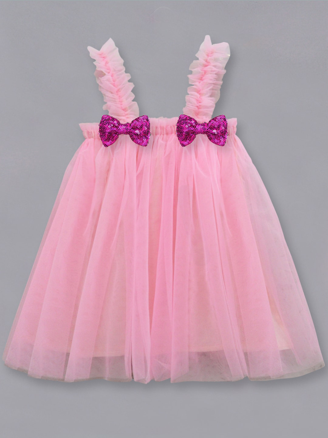 A T U N Pink Net A-Line Dress