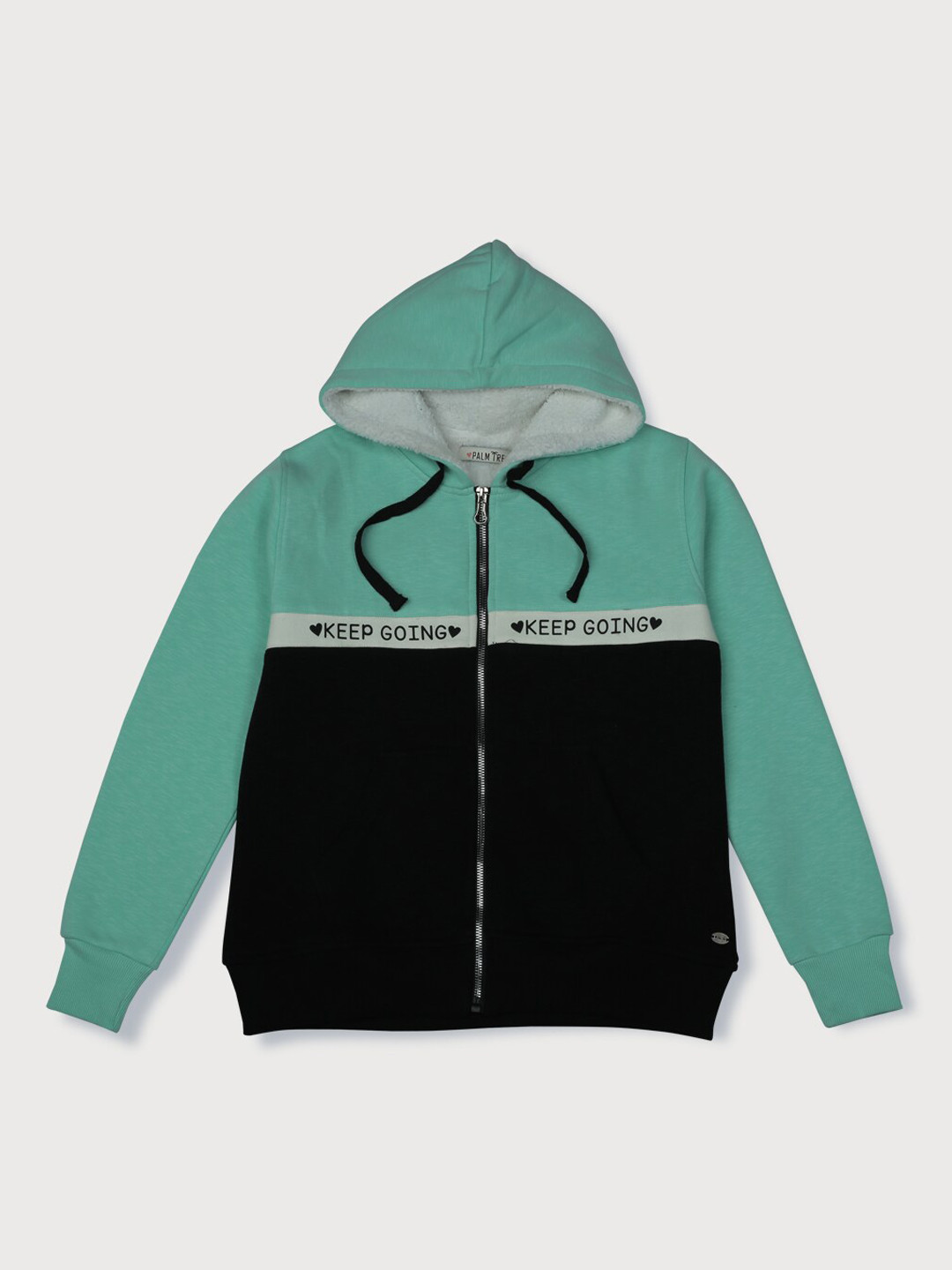 Palm Tree Girls Green & Black Colourblocked Sporty Jacket