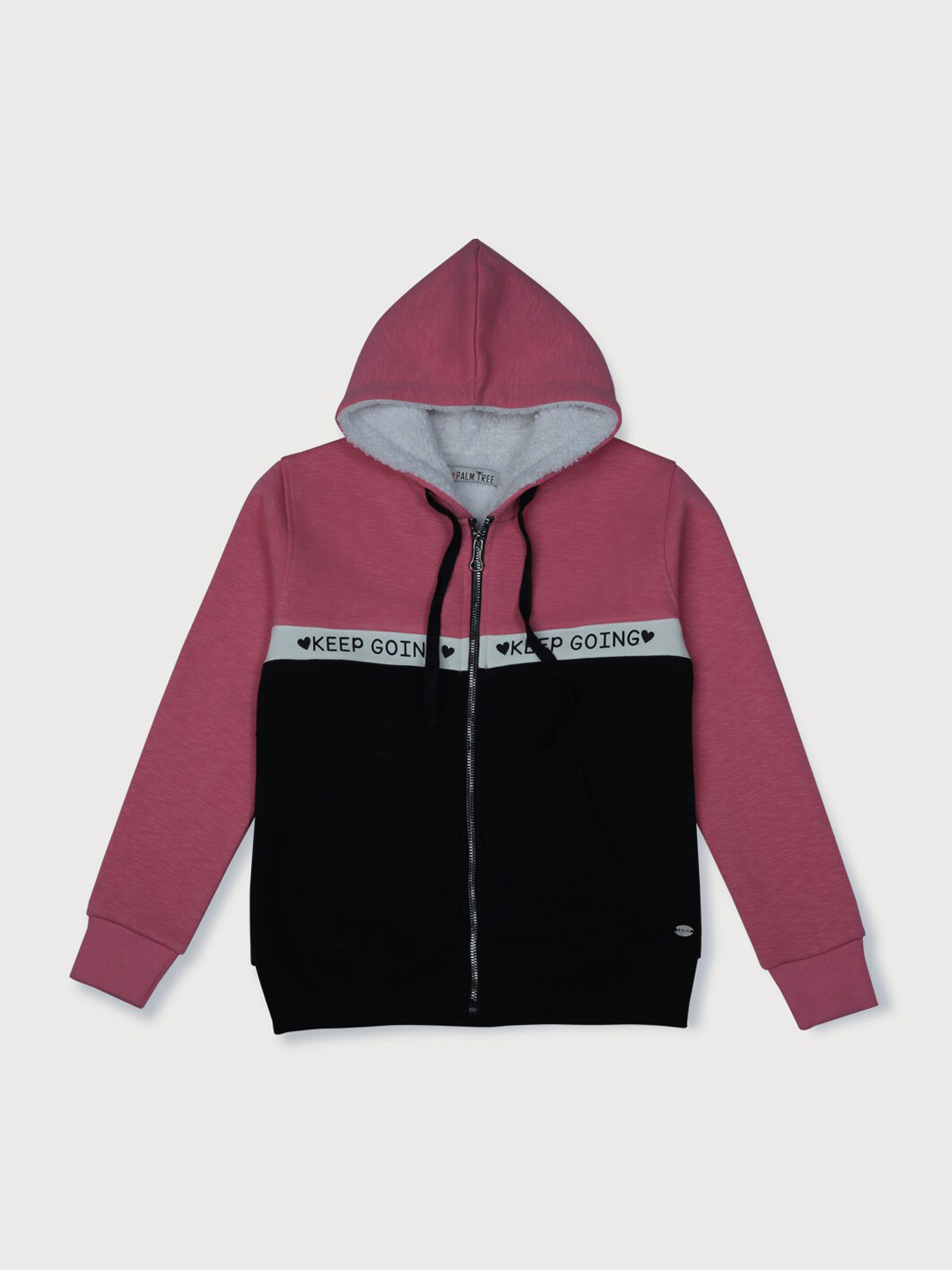 Palm Tree Girls Pink Black Typography Cotton Tailored Jacket