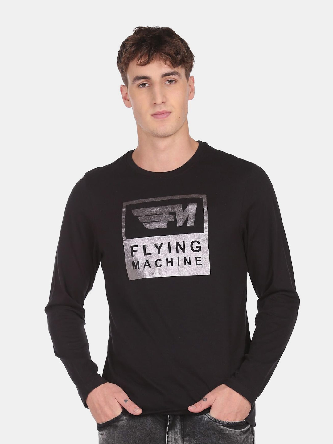 flying machine black t shirt