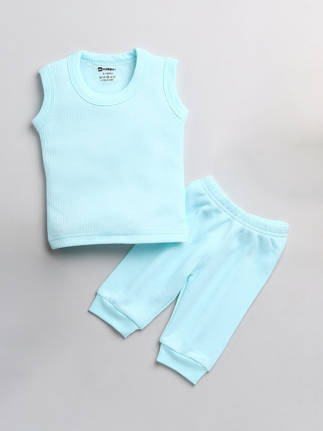 MooNKids Kids Boys Blue Solid Sleeveless Thermal Set