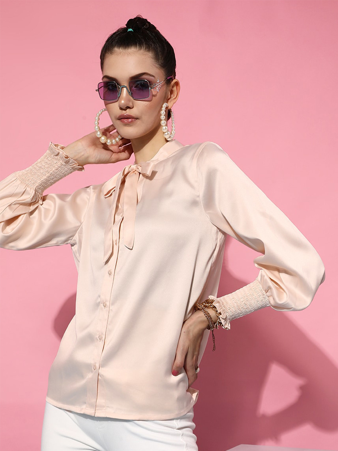 STREET 9 Tie-Up Collar Casual Shirt