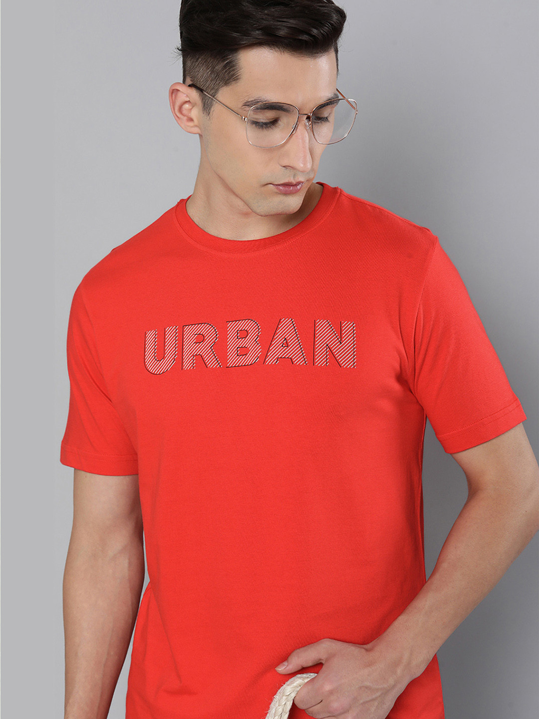 HERE&NOW Men Red Typography Printed Pure Fairtrade cotton T-shirt