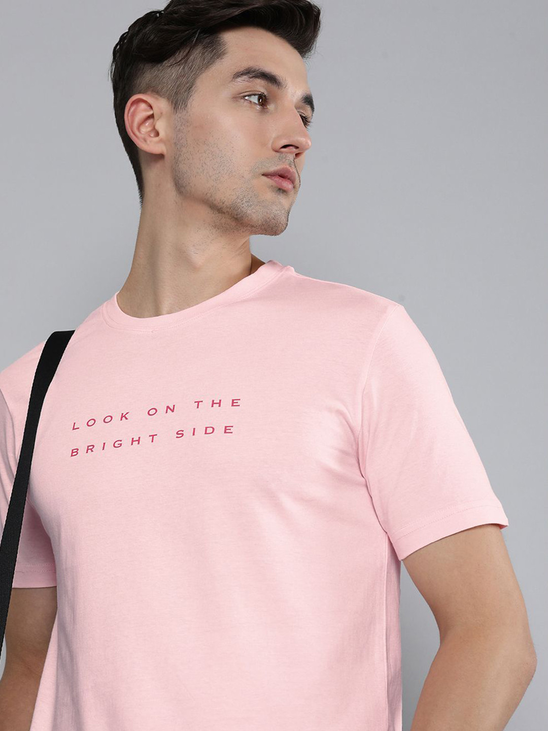 HERE&NOW Men Pink Typography Printed Pure Fairtrade cotton T-shirt