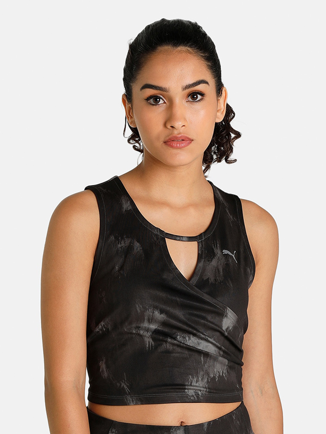 Puma Women Black STUDIO AOP Crop Top